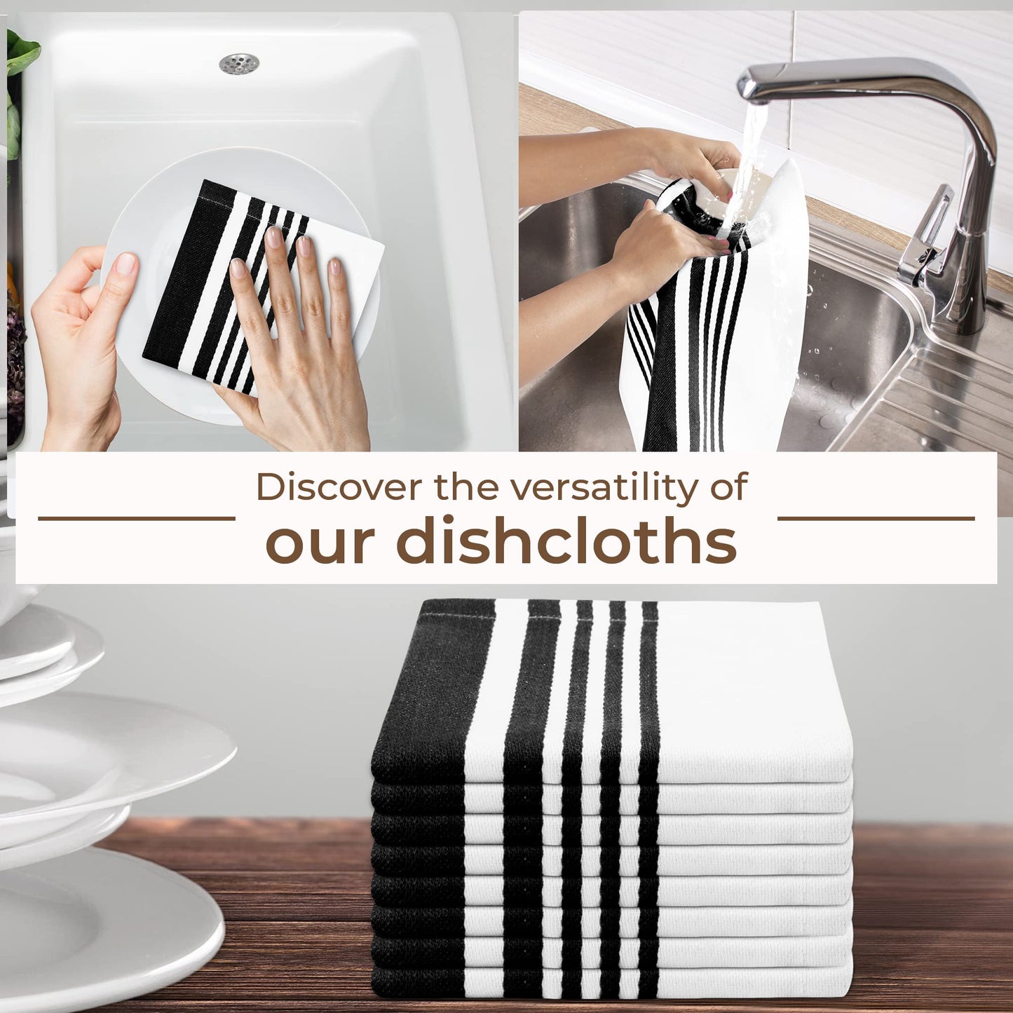 Urban Villa Cotton Kitchen Towels | TRUE Shift Eco Towels (20″×30″, Striped, Mitered)