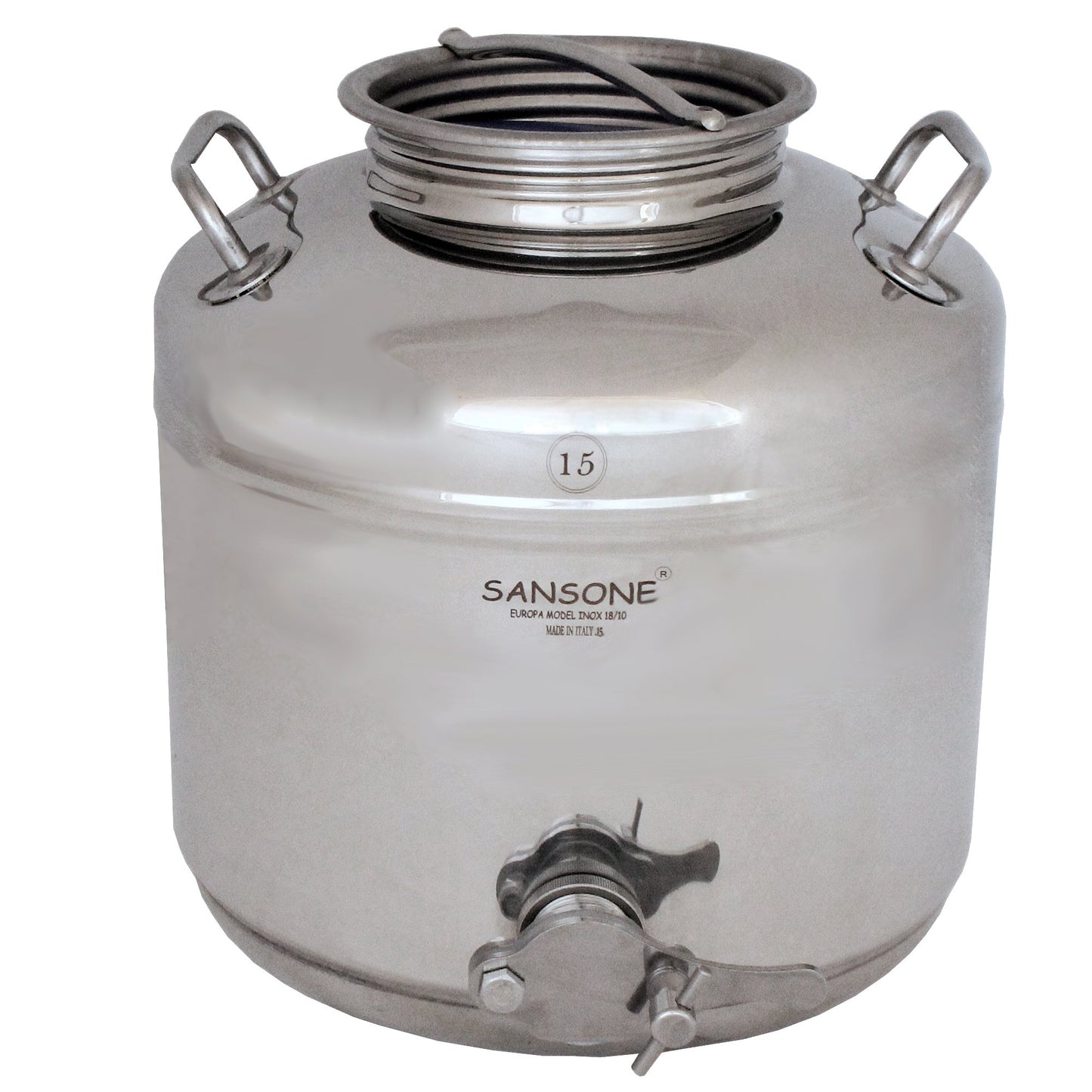 Sansone Stainless Steel Dispenser | TRUE Shift Italian 18/10 Spigot Jar (2.6 Gal)