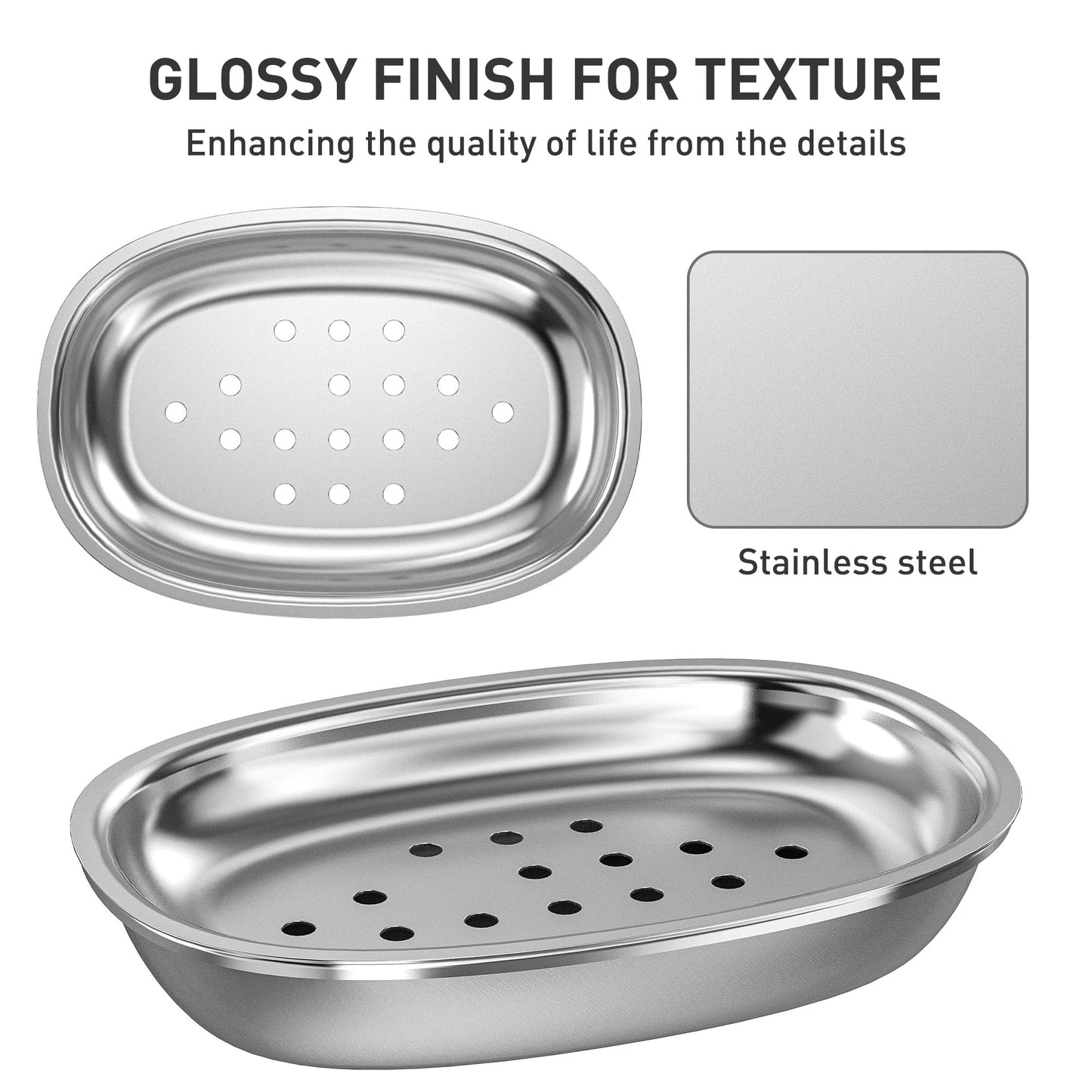 Stainless Steel Soap Dish with Drain Tray | TRUE Shift 304‑Grade Soap Saver
