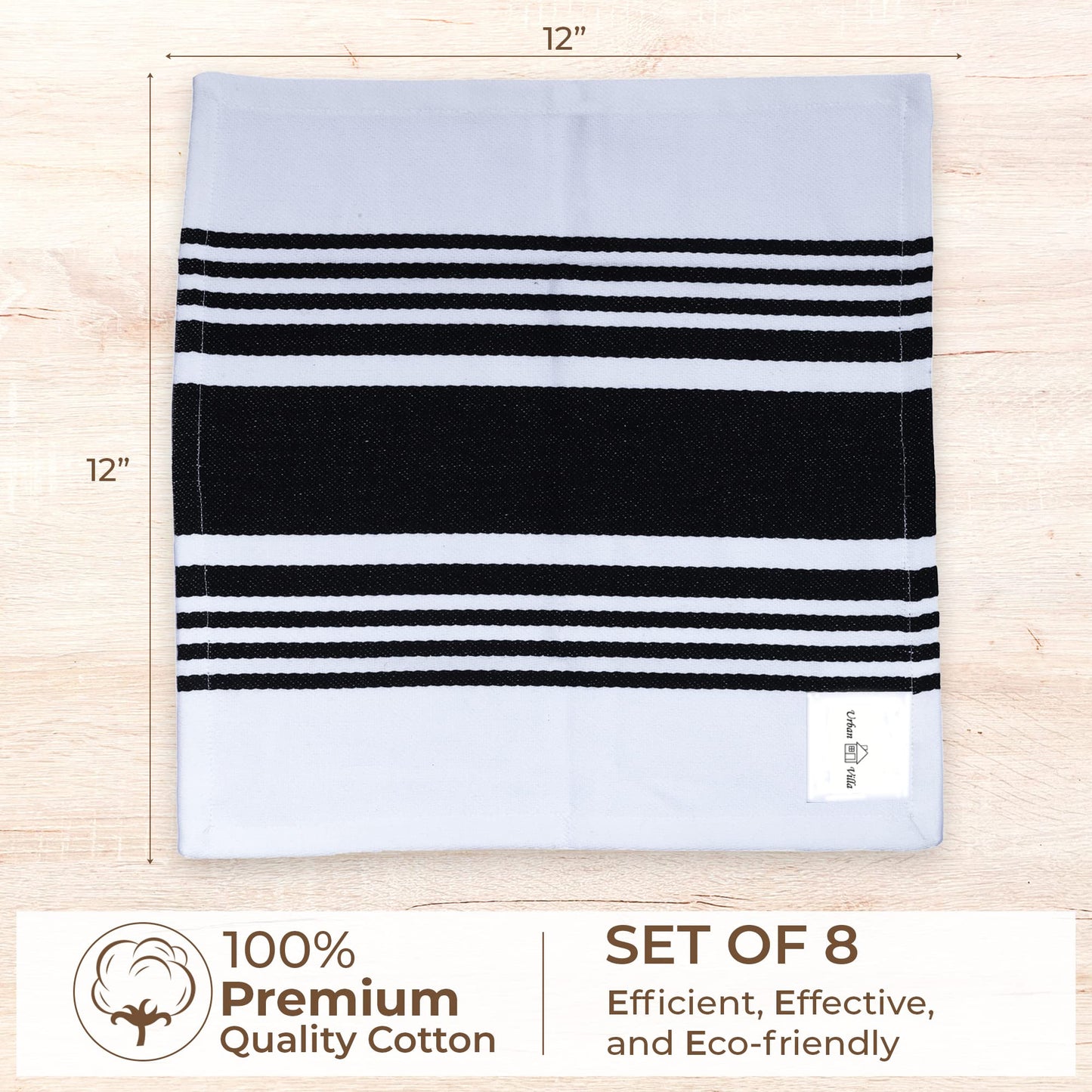 Urban Villa Cotton Kitchen Towels | TRUE Shift Eco Towels (20″×30″, Striped, Mitered)