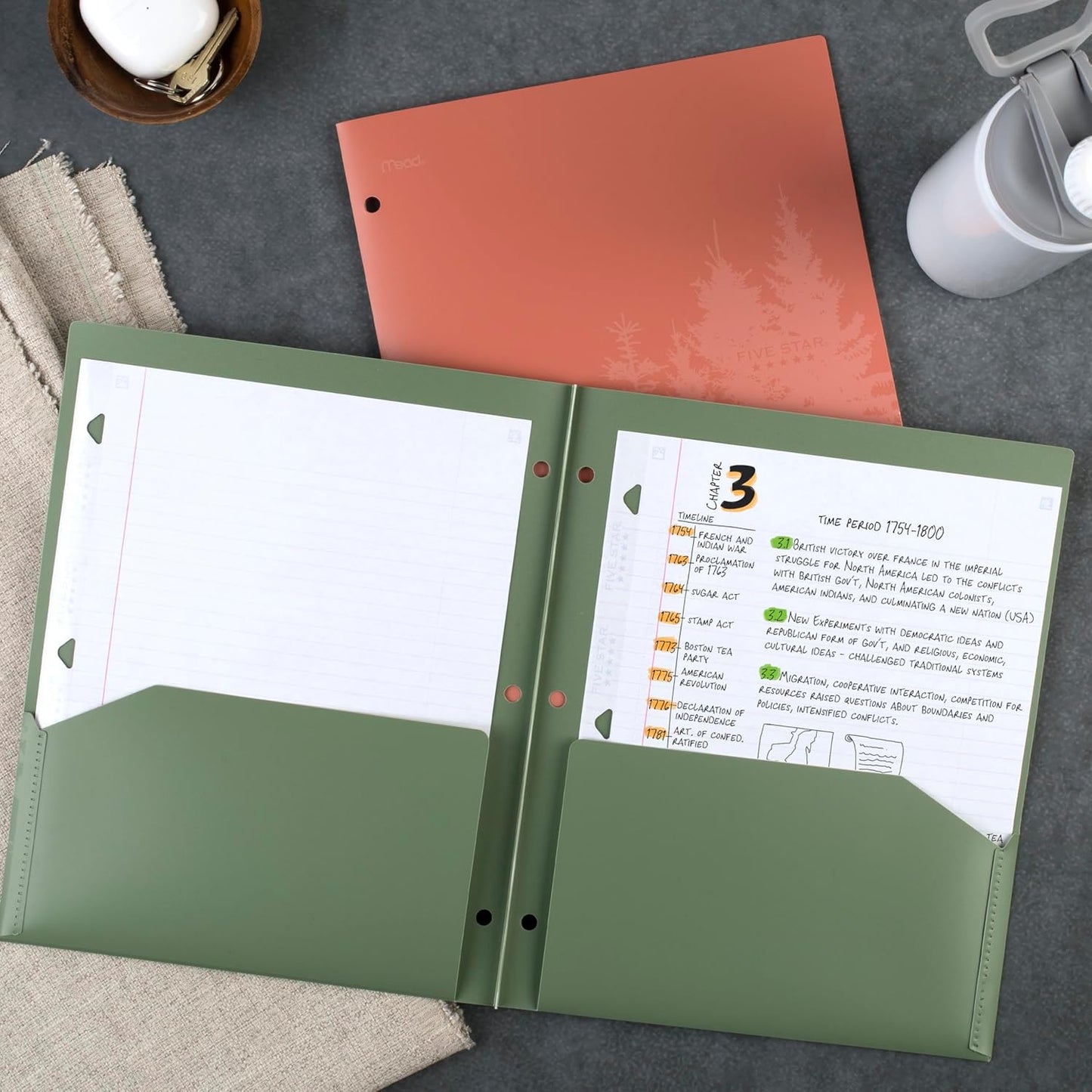 Five Star 100% Recycled Plastic 2-Pocket Folders with Prongs