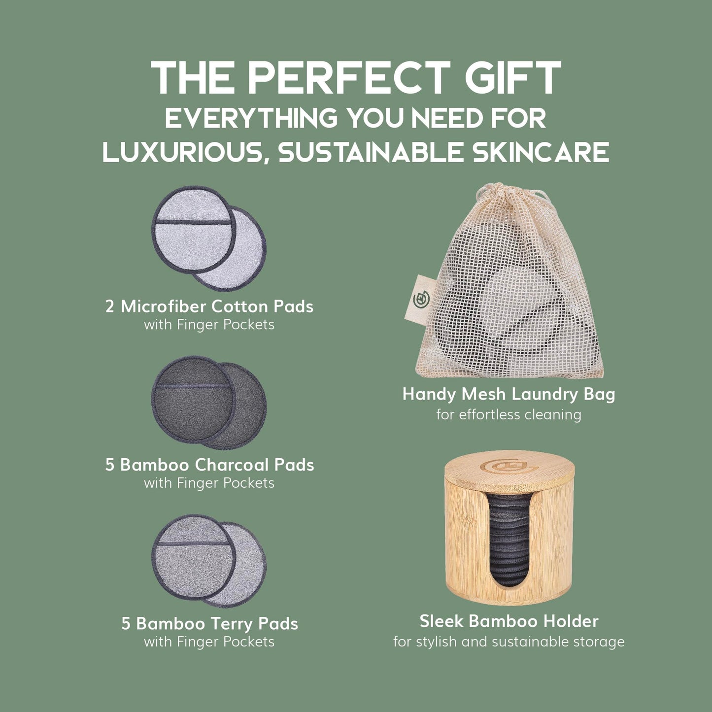 Greenzla Reusable Makeup Remover Pads – 100% Bamboo Cotton & Zero-Waste Set