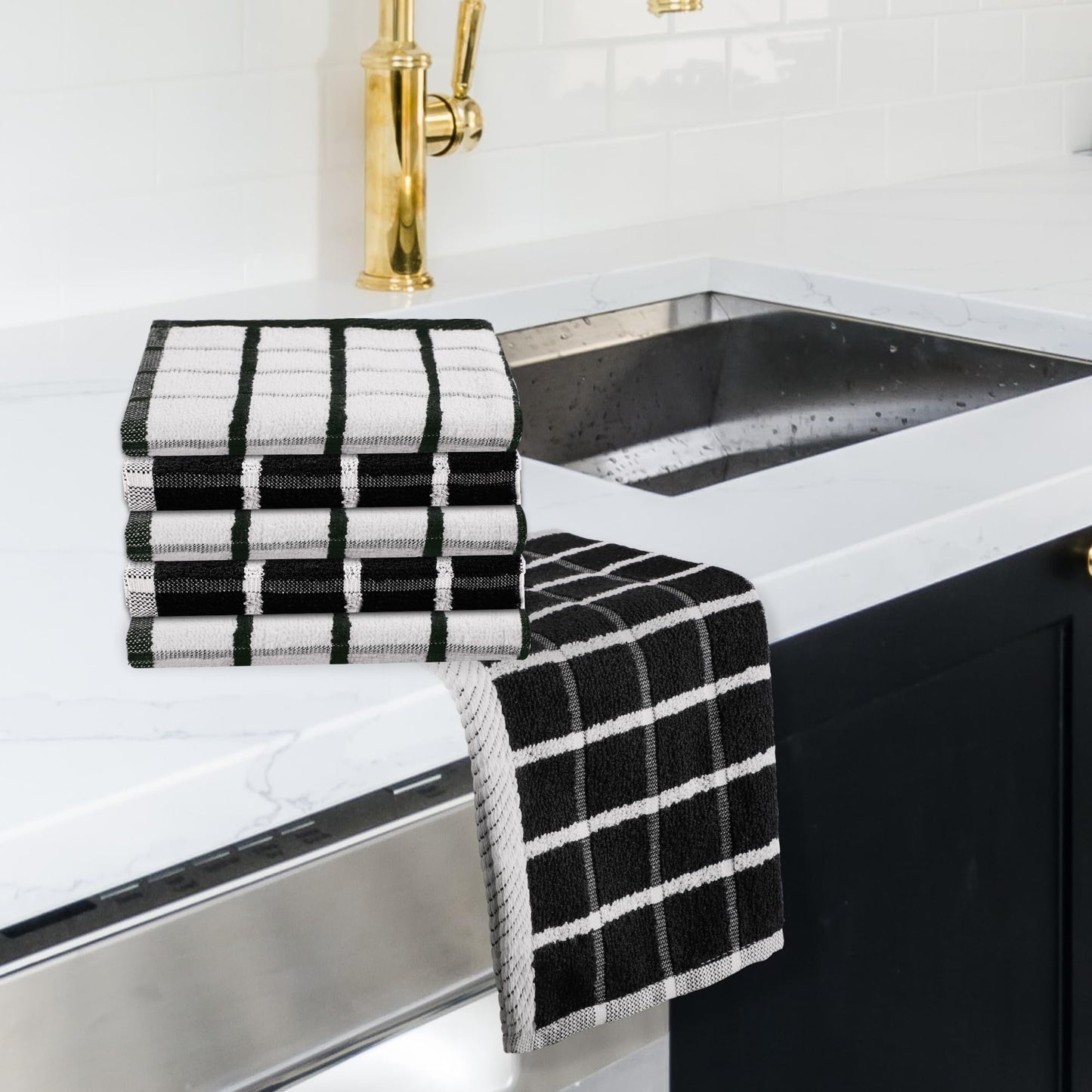 Urban Villa Cotton Kitchen Towels | TRUE Shift Eco Towels (20″×30″, Striped, Mitered)