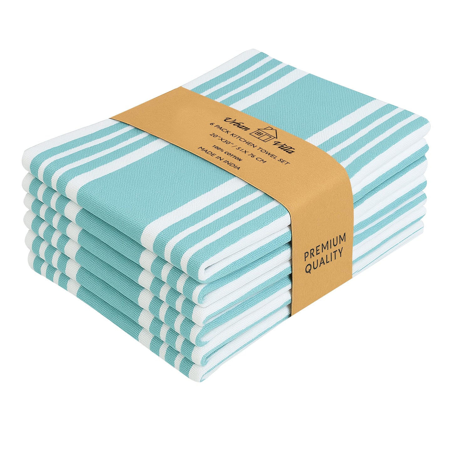 Urban Villa Cotton Kitchen Towels | TRUE Shift Eco Towels (20″×30″, Striped, Mitered)