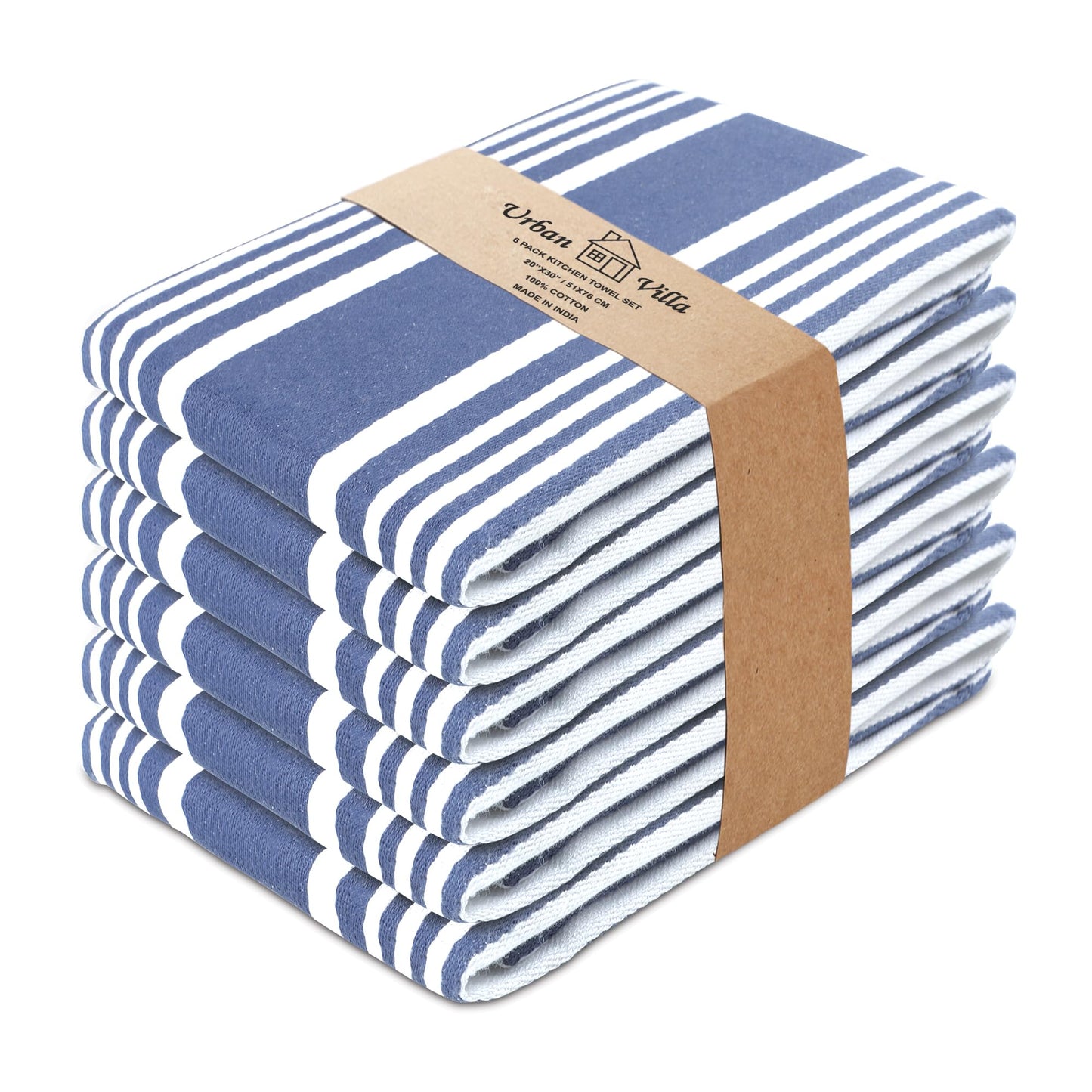 Urban Villa Cotton Kitchen Towels | TRUE Shift Eco Towels (20″×30″, Striped, Mitered)