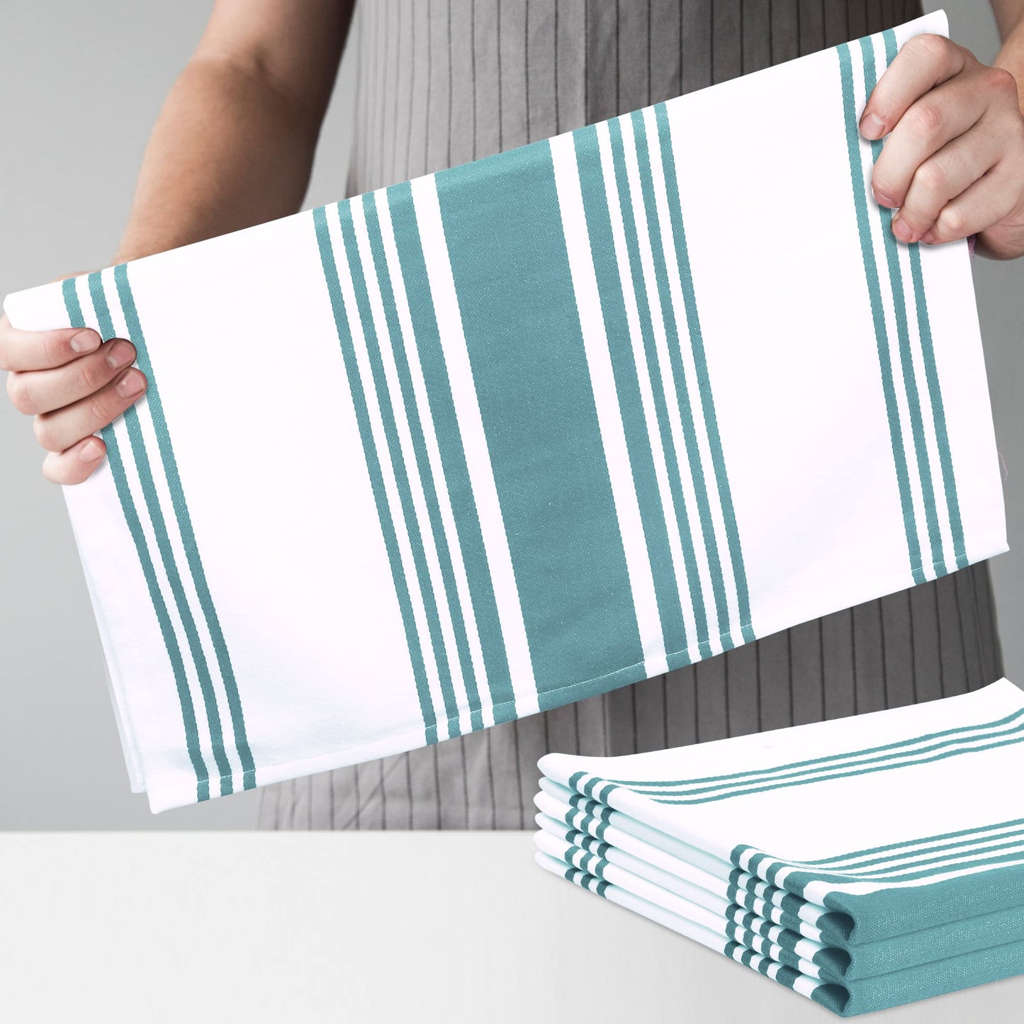Urban Villa Cotton Kitchen Towels | TRUE Shift Eco Towels (20″×30″, Striped, Mitered)