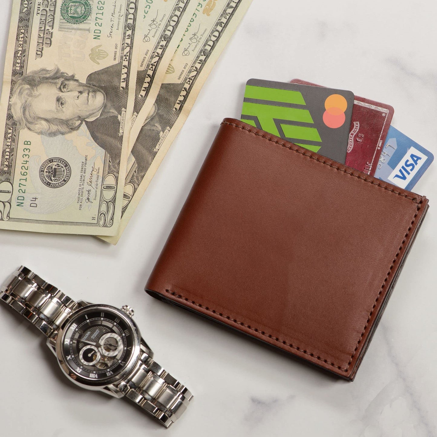 Premium Full-Grain Bridle Leather Bifold Wallet | TRUE Shift Crafted in USA