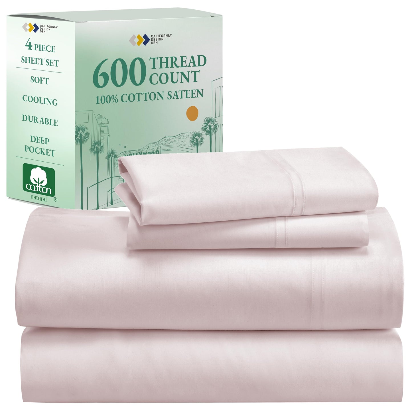 California Design Den 600‑Thread Cotton Sheets | TRUE Shift 4‑Pc Cal King Set