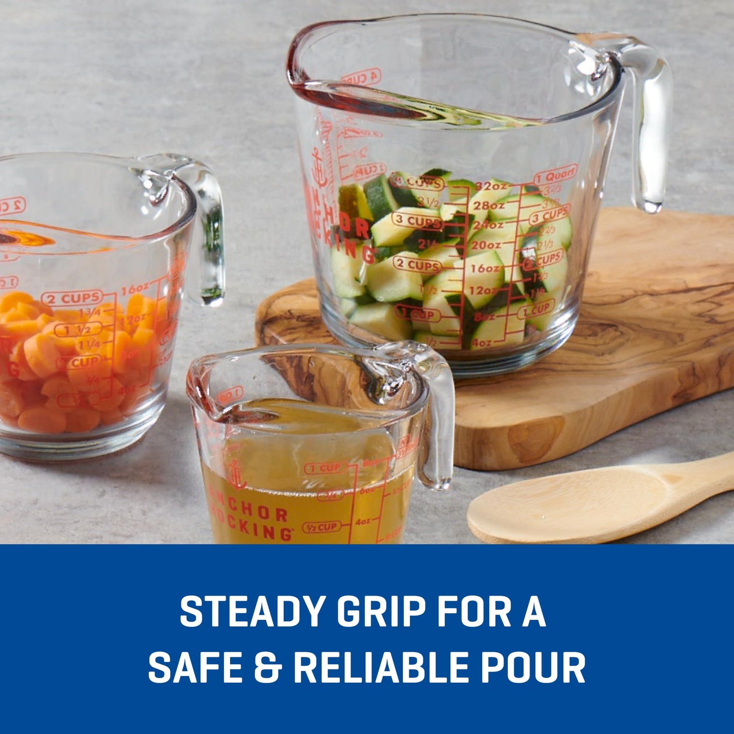 Anchor Hocking Glass Measuring Cups (1, 2 & 4 Cup Set) | TRUE Shift Non‑Plastic Kitchenware