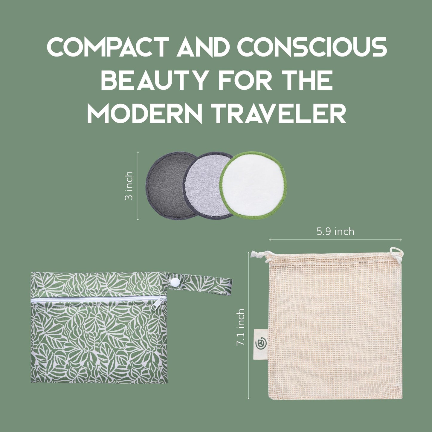 Greenzla Reusable Makeup Remover Pads – 100% Bamboo Cotton & Zero-Waste Set