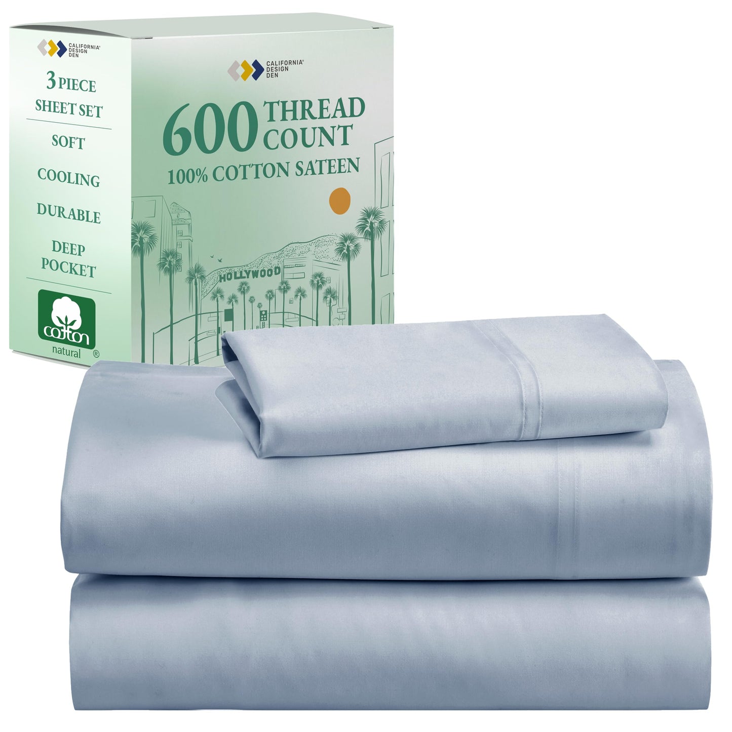 California Design Den 600‑Thread Cotton Sheets | TRUE Shift 4‑Pc Cal King Set