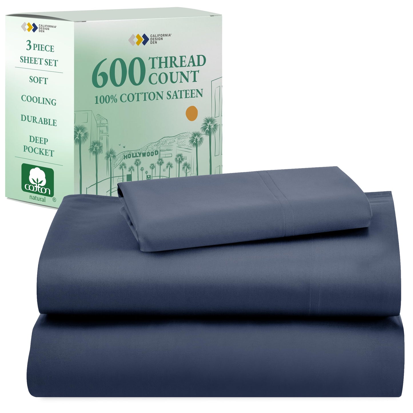 California Design Den 600‑Thread Cotton Sheets | TRUE Shift 4‑Pc Cal King Set