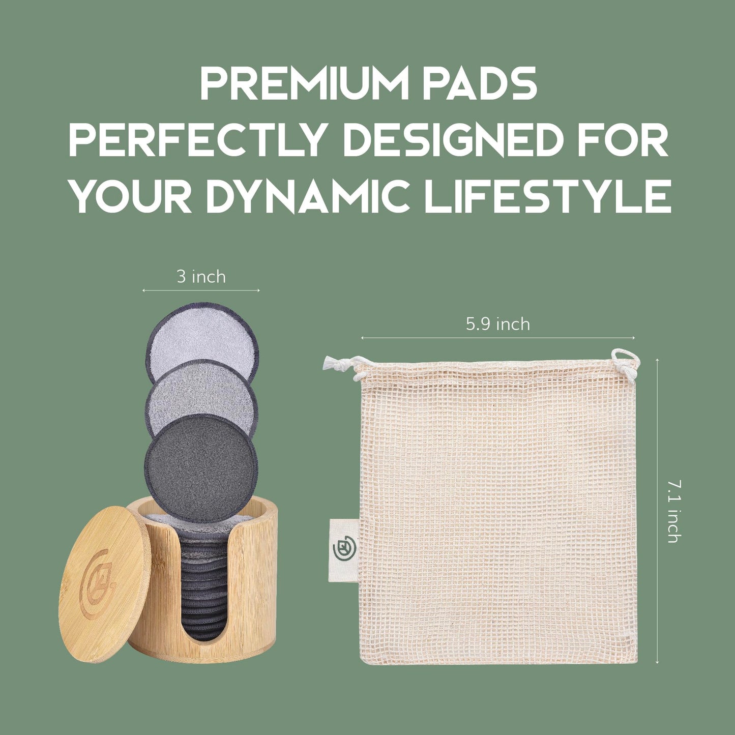 Greenzla Reusable Makeup Remover Pads – 100% Bamboo Cotton & Zero-Waste Set