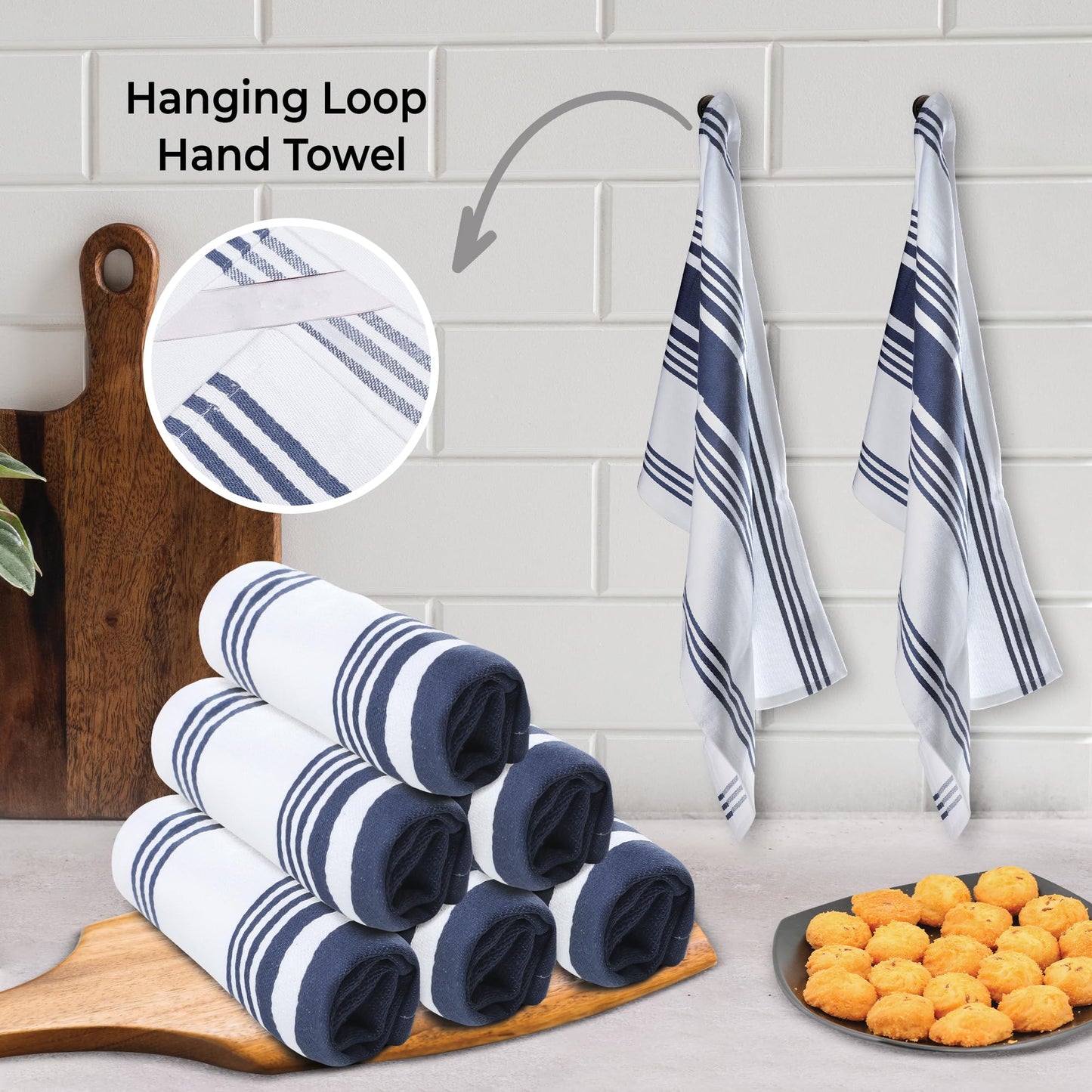 Urban Villa Cotton Kitchen Towels | TRUE Shift Eco Towels (20″×30″, Striped, Mitered)