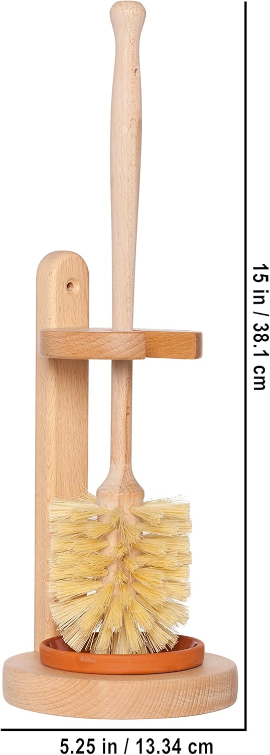 Redecker Beechwood Toilet Brush & Stand – Tampico Fiber, Plastic‑Free & Made in Germany