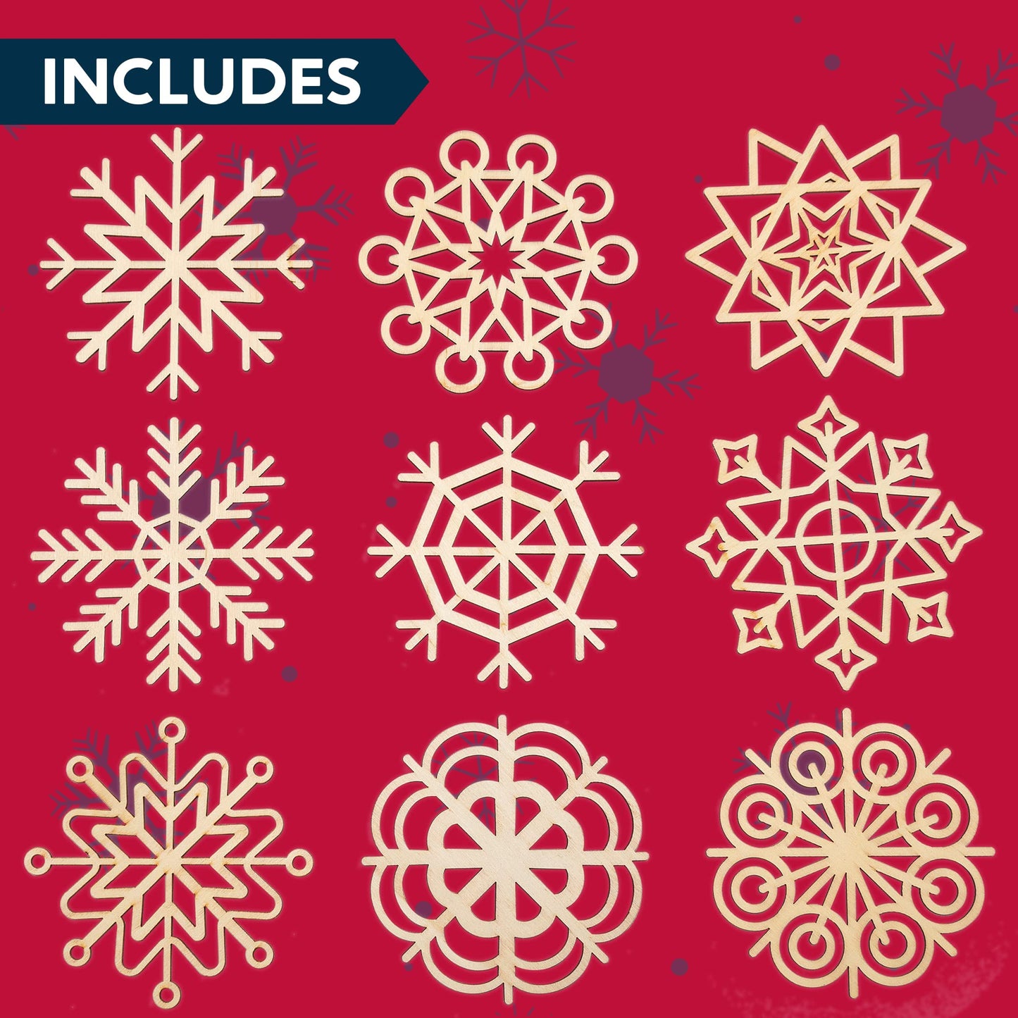 36 Pcs Natural Wood Snowflake Ornaments: Non-Toxic, Child Safe DIY Embellishments for Christmas