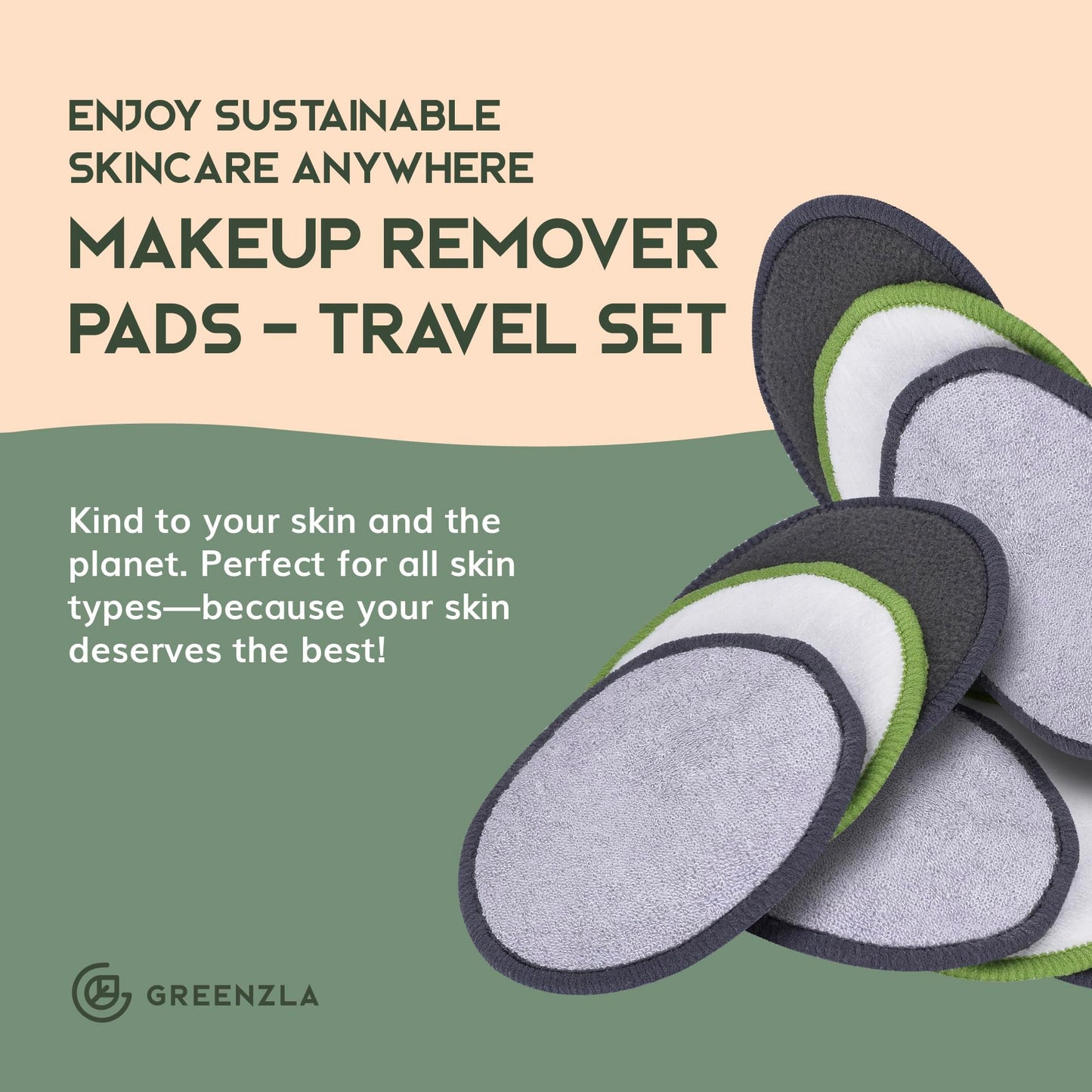 Greenzla Reusable Makeup Remover Pads – 100% Bamboo Cotton & Zero-Waste Set