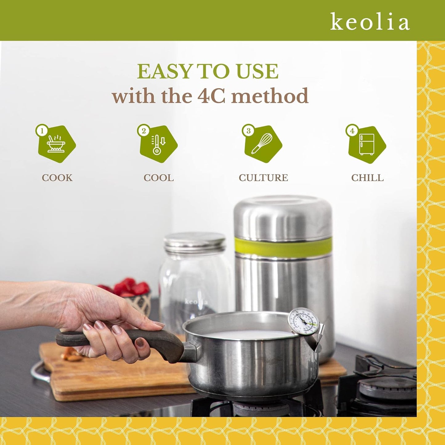 Keolia Yogurt Maker Kit | TRUE Shift Glass & Stainless Toxin‑Free Culturing