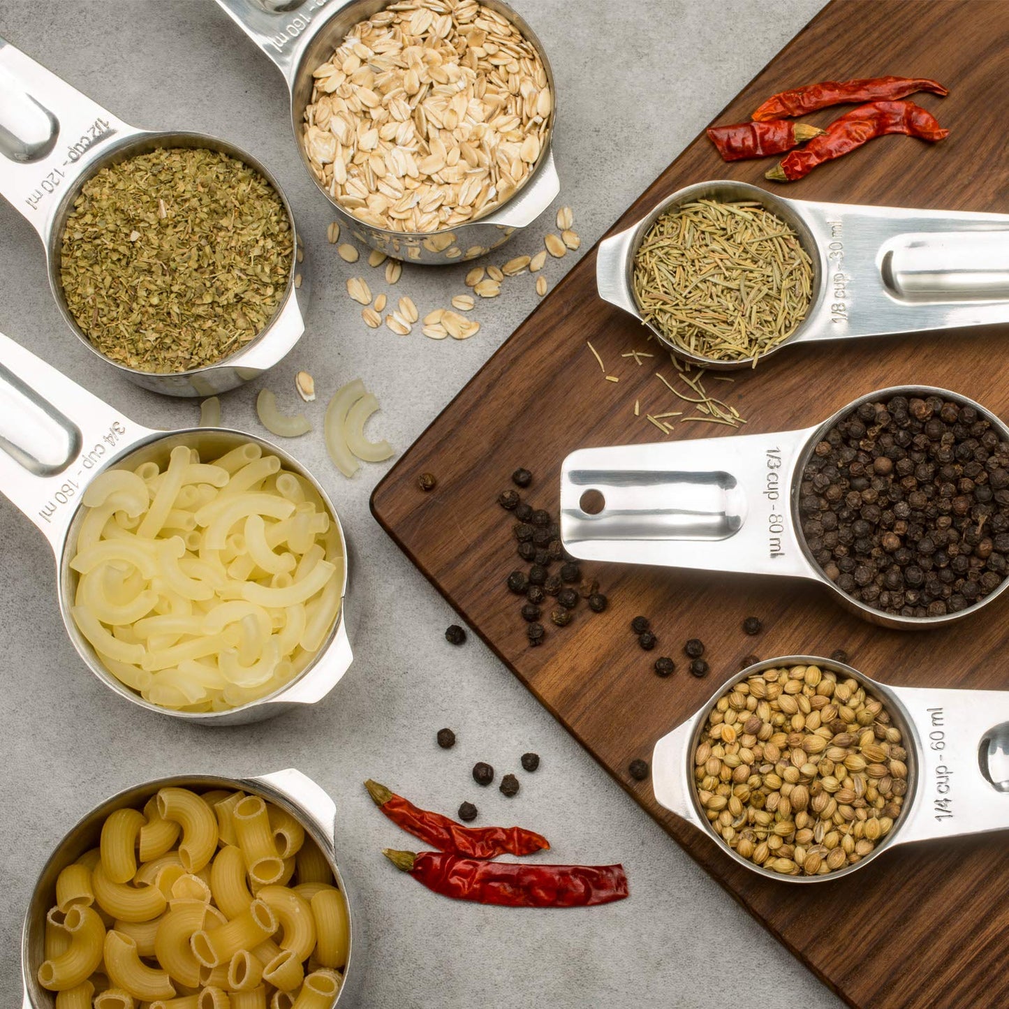 ALLWIN - HOUSEWARE: 13 - piece Measuring Cups and Spoons Set, 18/8 Stainless Steel, with Ring Connector - The Tribalist
