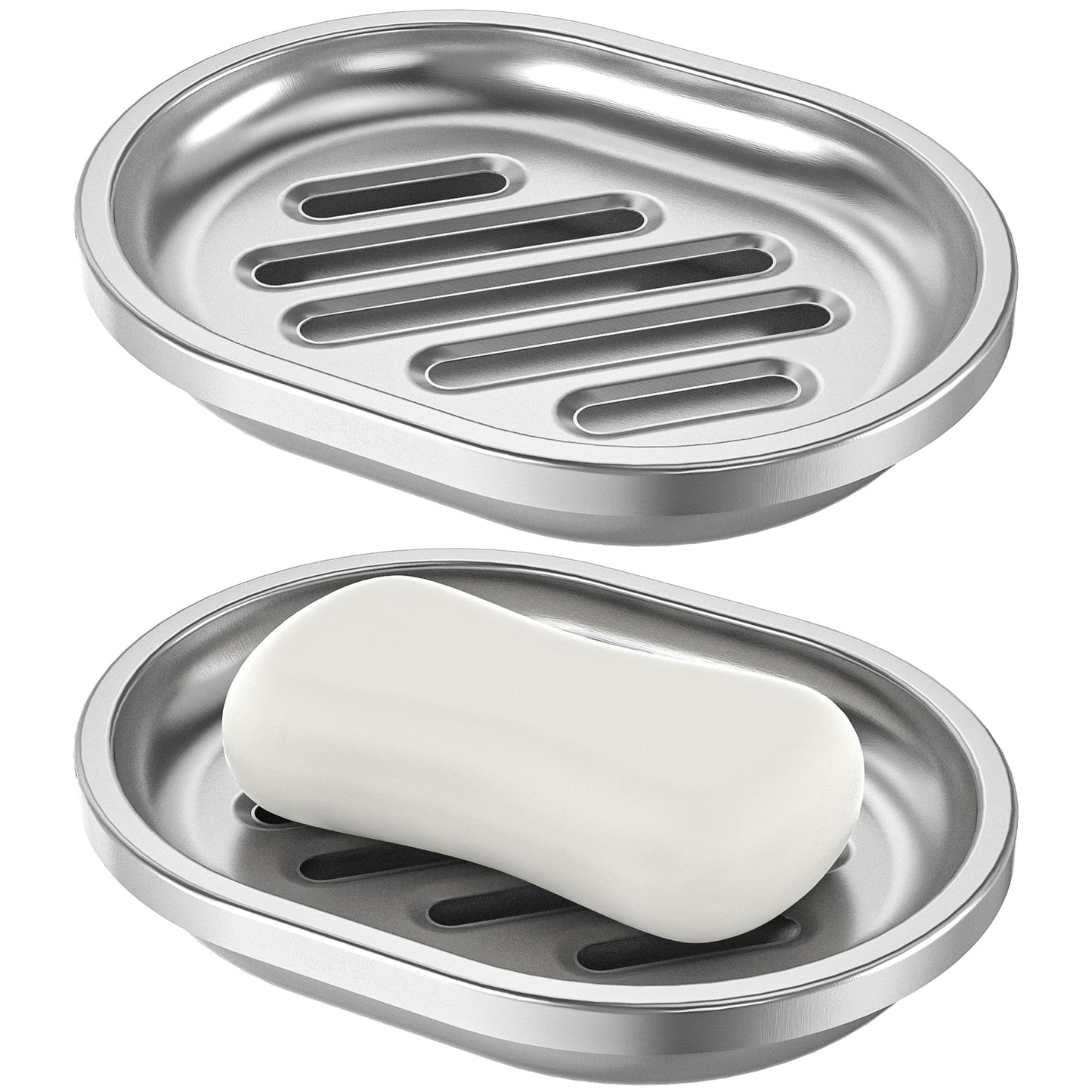 Stainless Steel Soap Dish with Drain Tray | TRUE Shift 304‑Grade Soap Saver