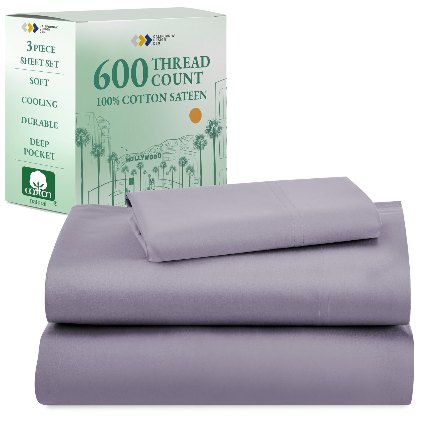 California Design Den 600‑Thread Cotton Sheets | TRUE Shift 4‑Pc Cal King Set