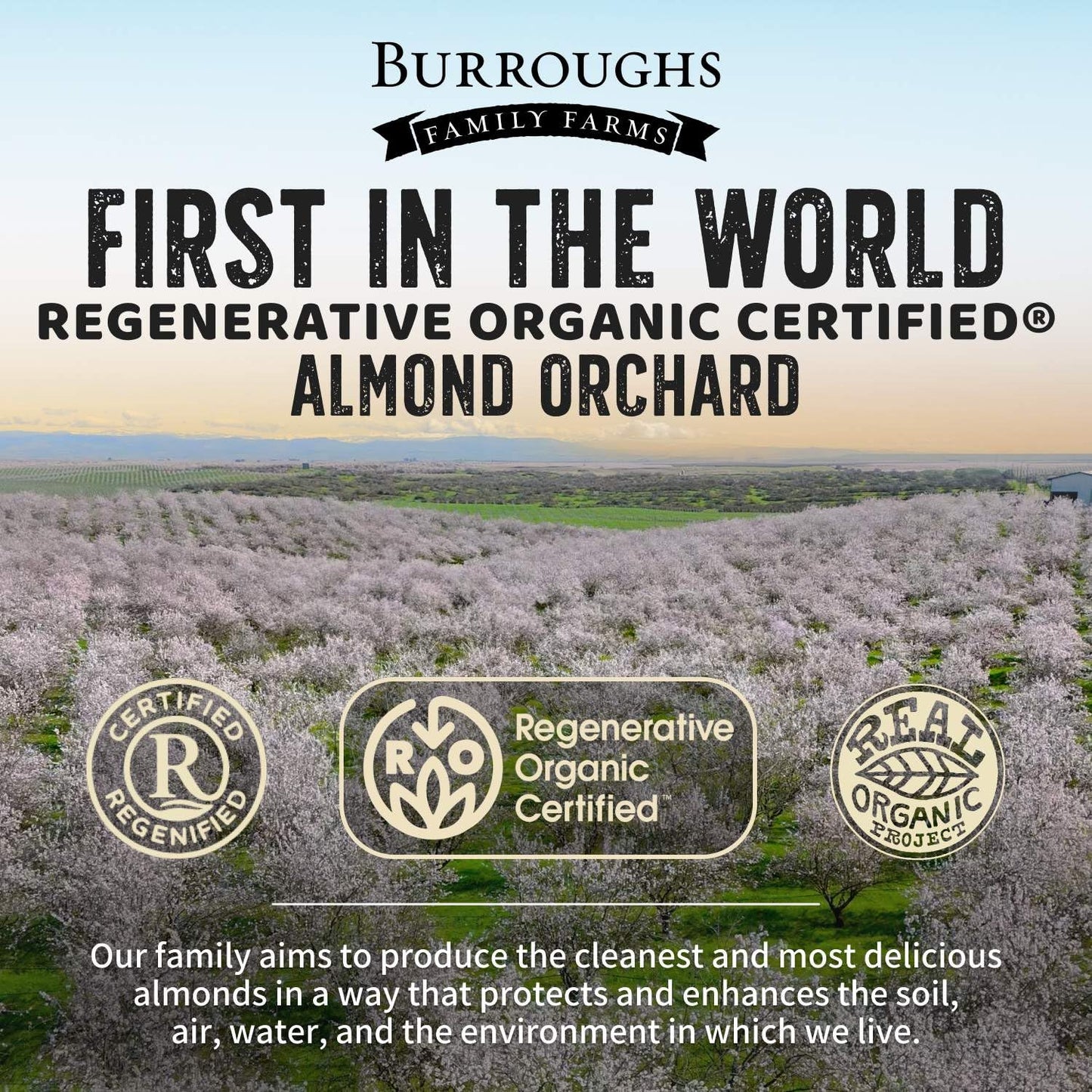Burroughs Family Farms Regenerative Organic Raw Almonds | TRUE Shift Soil‑Restoring Snack (3 lb Bag)