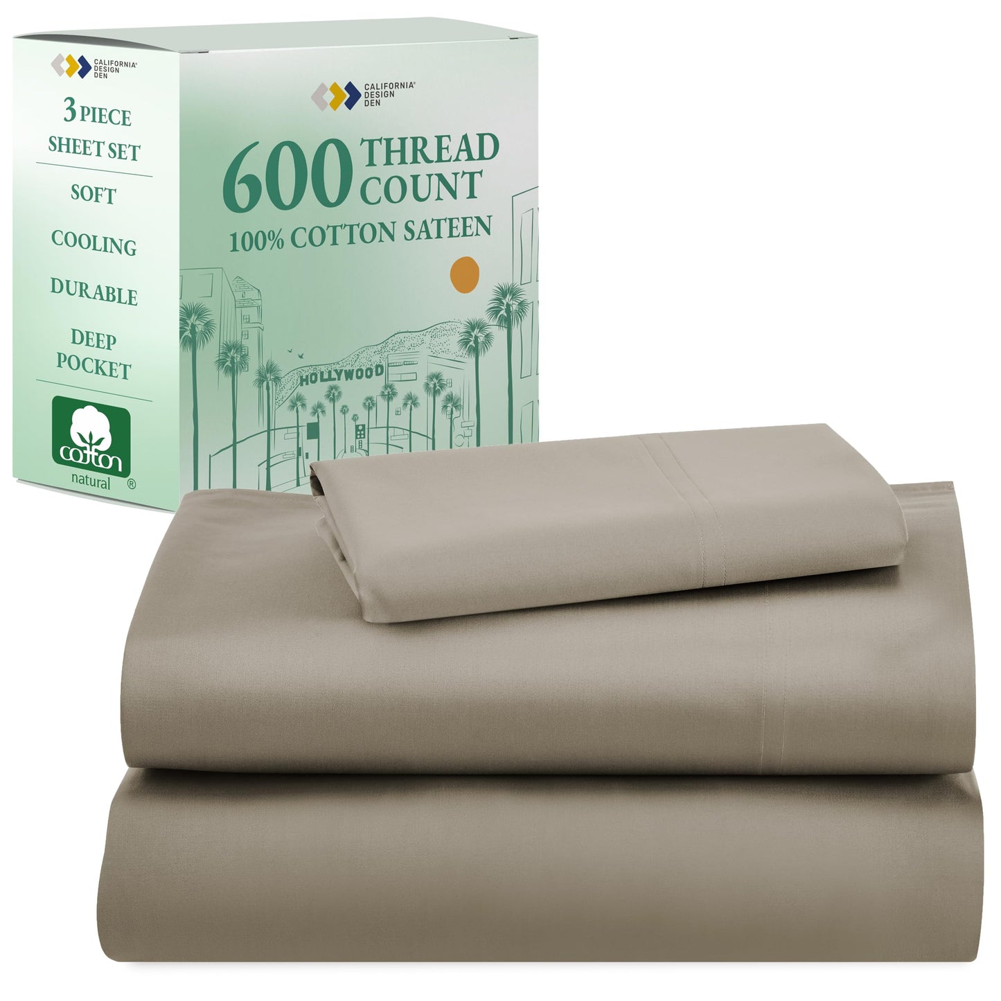 California Design Den 600‑Thread Cotton Sheets | TRUE Shift 4‑Pc Cal King Set
