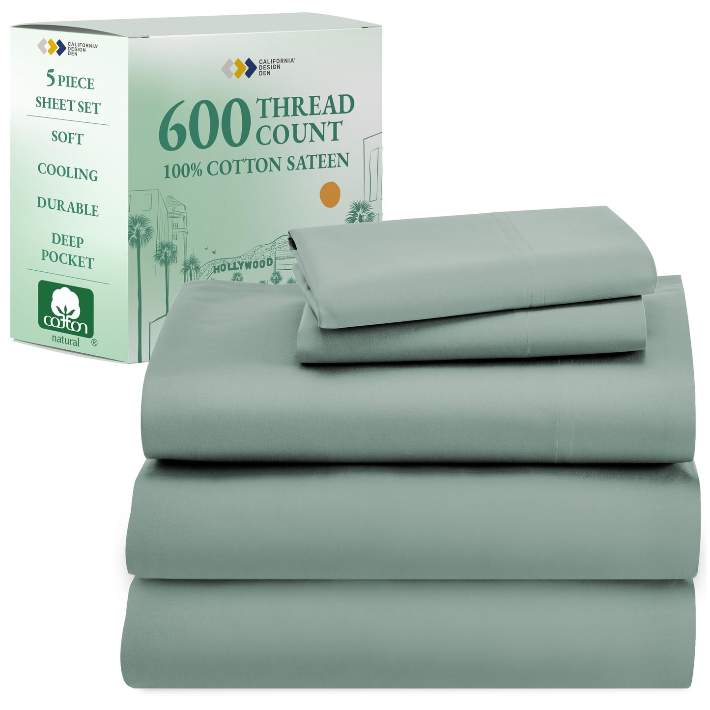 California Design Den 600‑Thread Cotton Sheets | TRUE Shift 4‑Pc Cal King Set