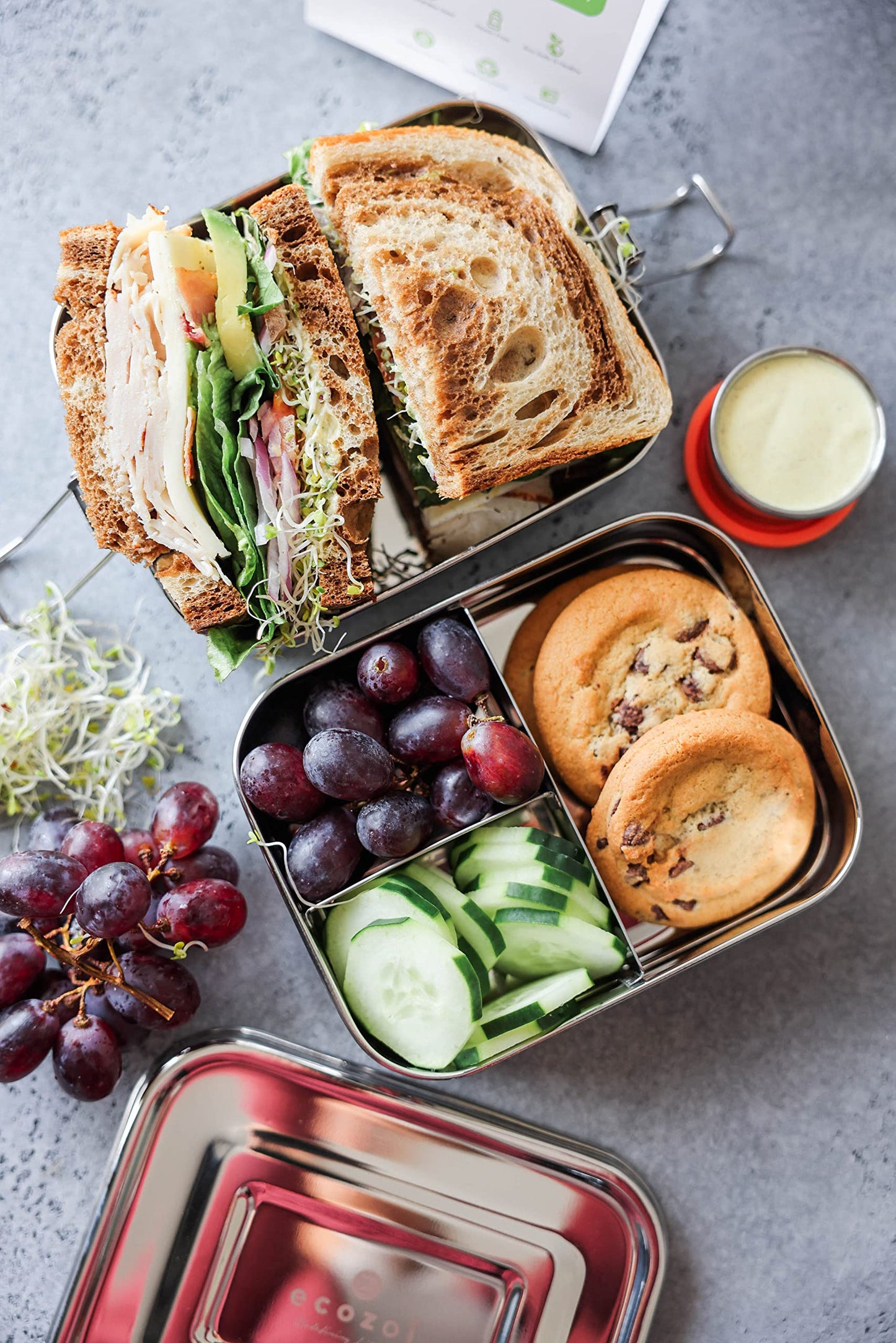 ecozoi 3‑in‑1 Leak‑Proof Stainless Steel Bento Lunch Box | TRUE Shift Reusable Metal Food Container