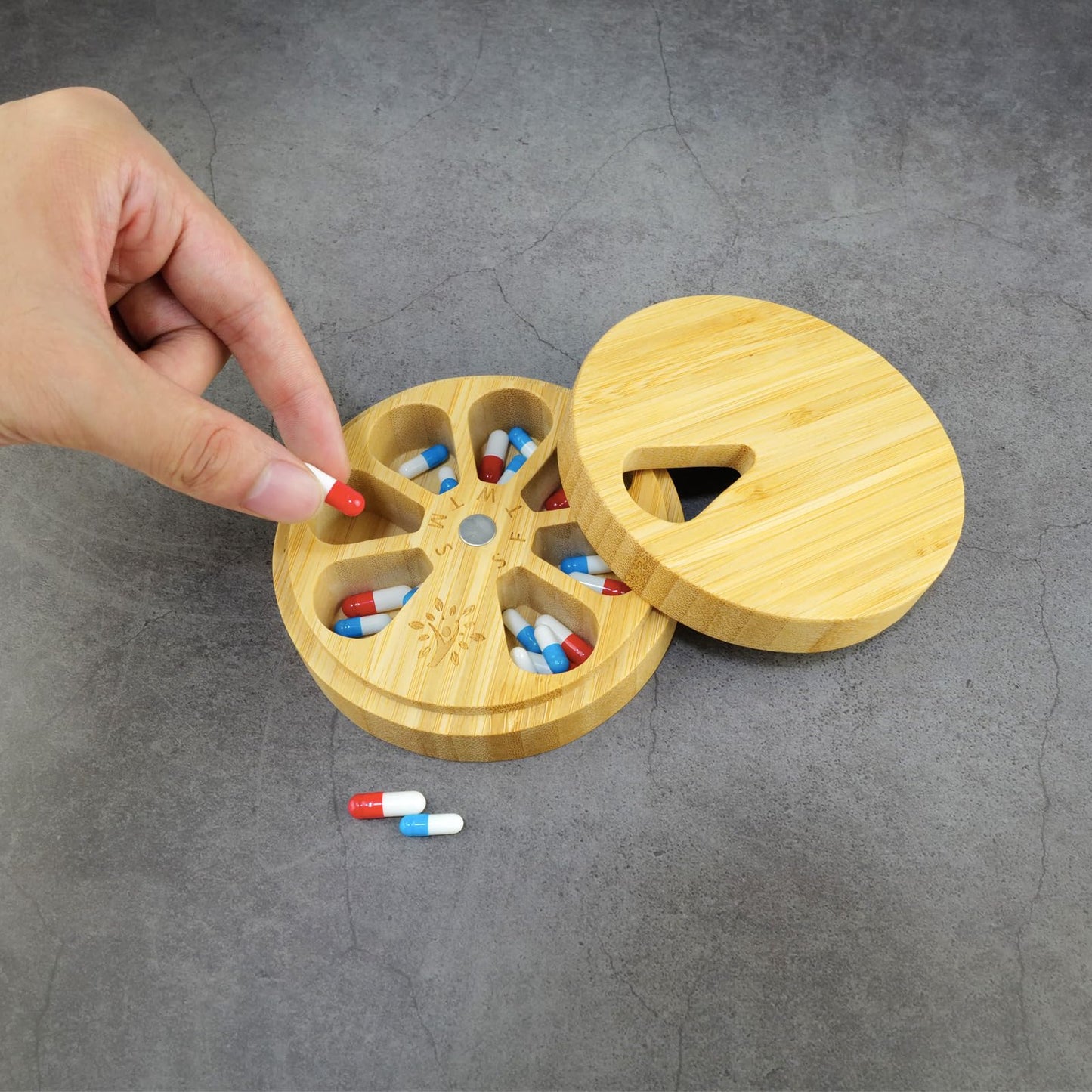 Beech Wood Weekly Pill Organizer | TRUE Shift Plastic‑Free Medicine Box