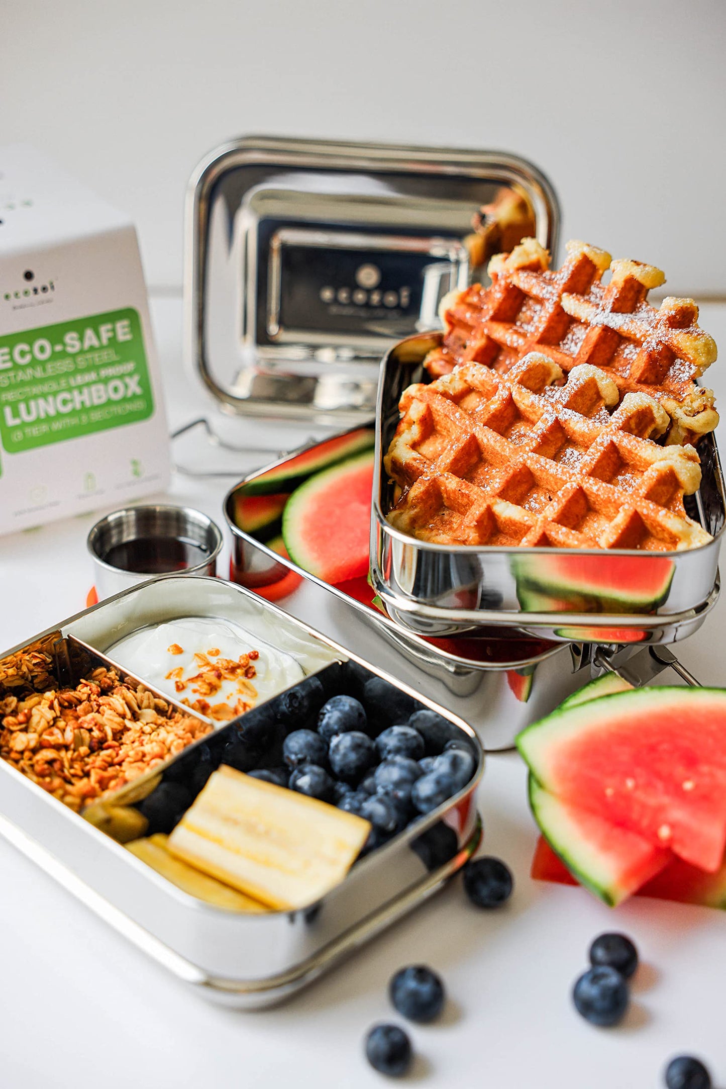 ecozoi 3‑in‑1 Leak‑Proof Stainless Steel Bento Lunch Box | TRUE Shift Reusable Metal Food Container
