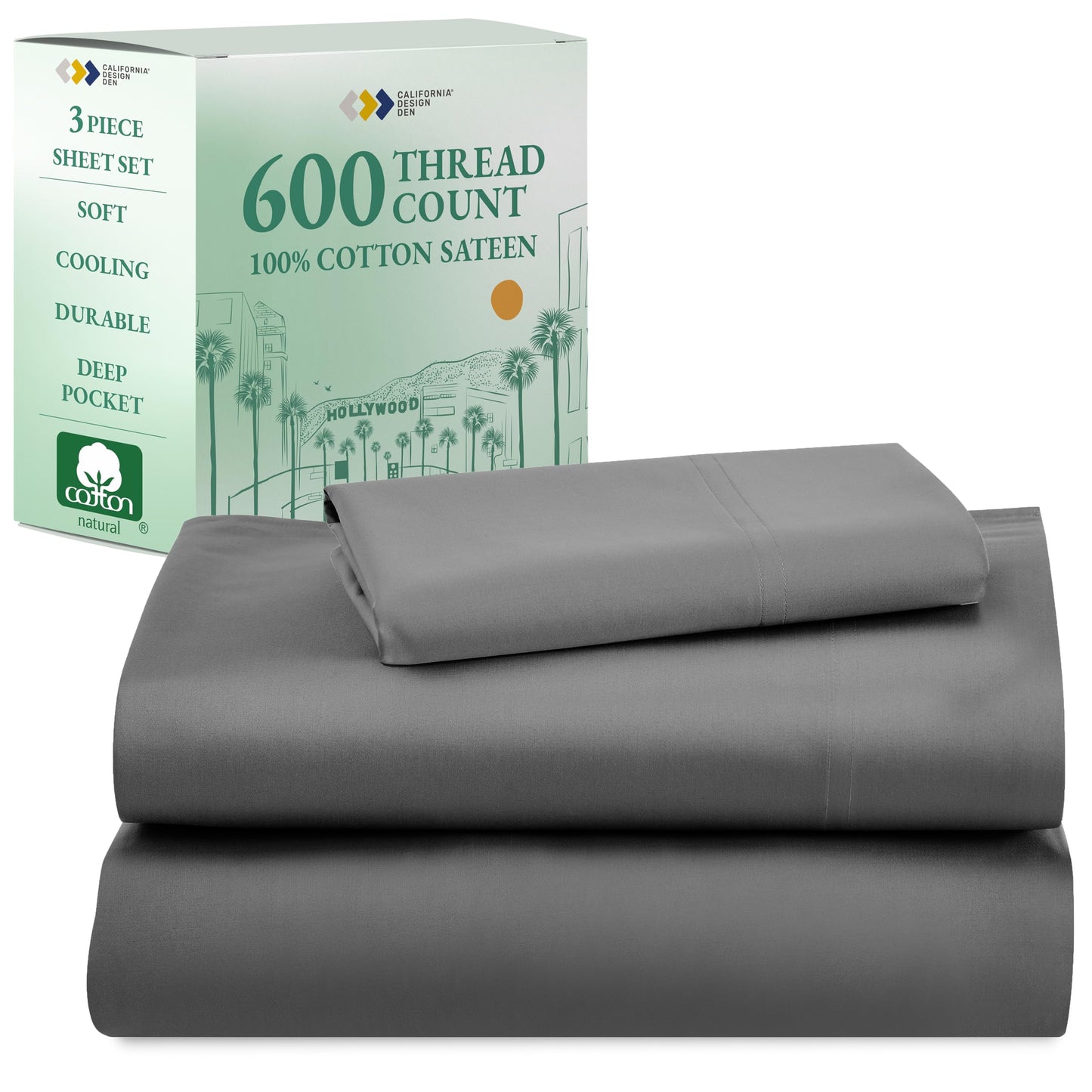 California Design Den 600‑Thread Cotton Sheets | TRUE Shift 4‑Pc Cal King Set