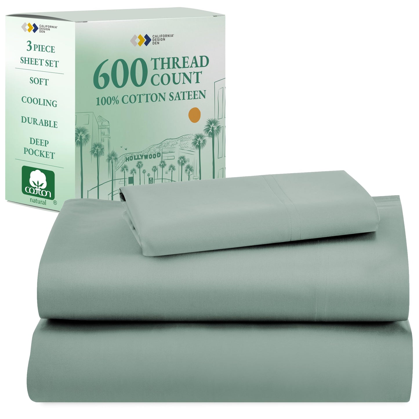 California Design Den 600‑Thread Cotton Sheets | TRUE Shift 4‑Pc Cal King Set