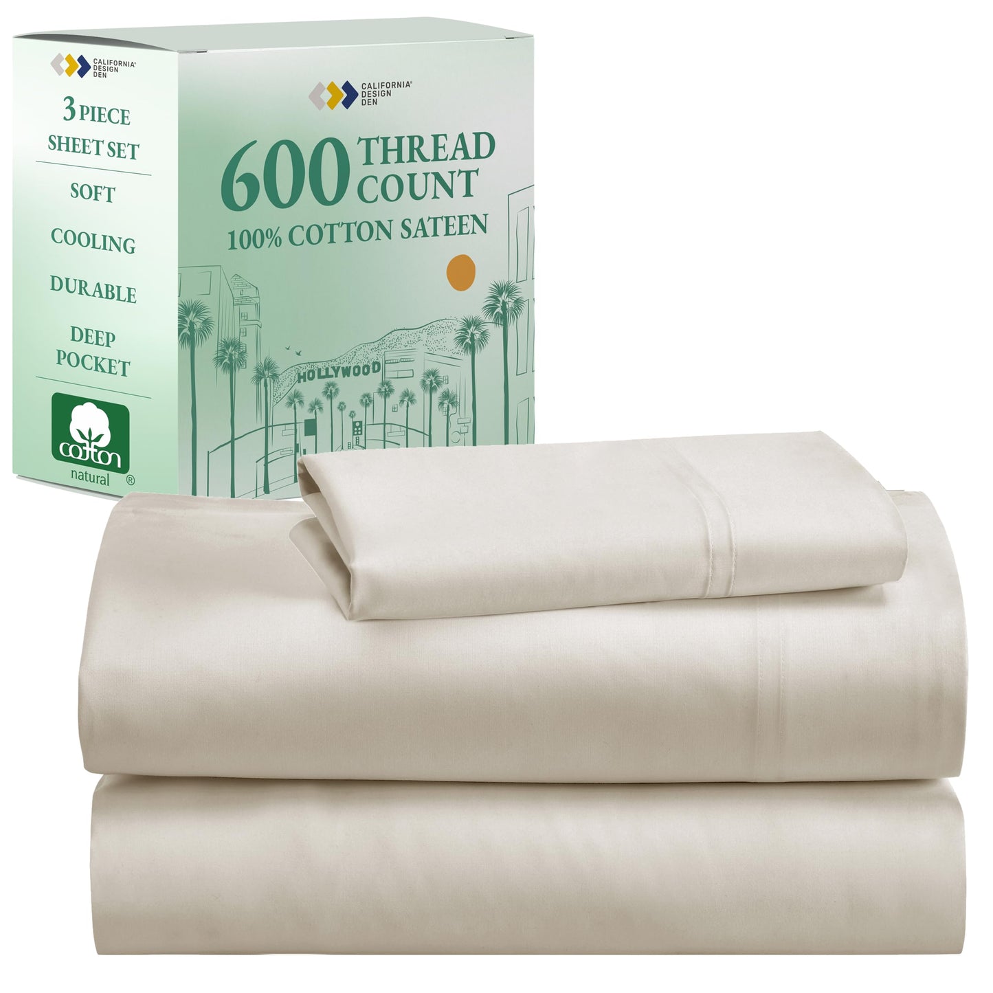 California Design Den 600‑Thread Cotton Sheets | TRUE Shift 4‑Pc Cal King Set