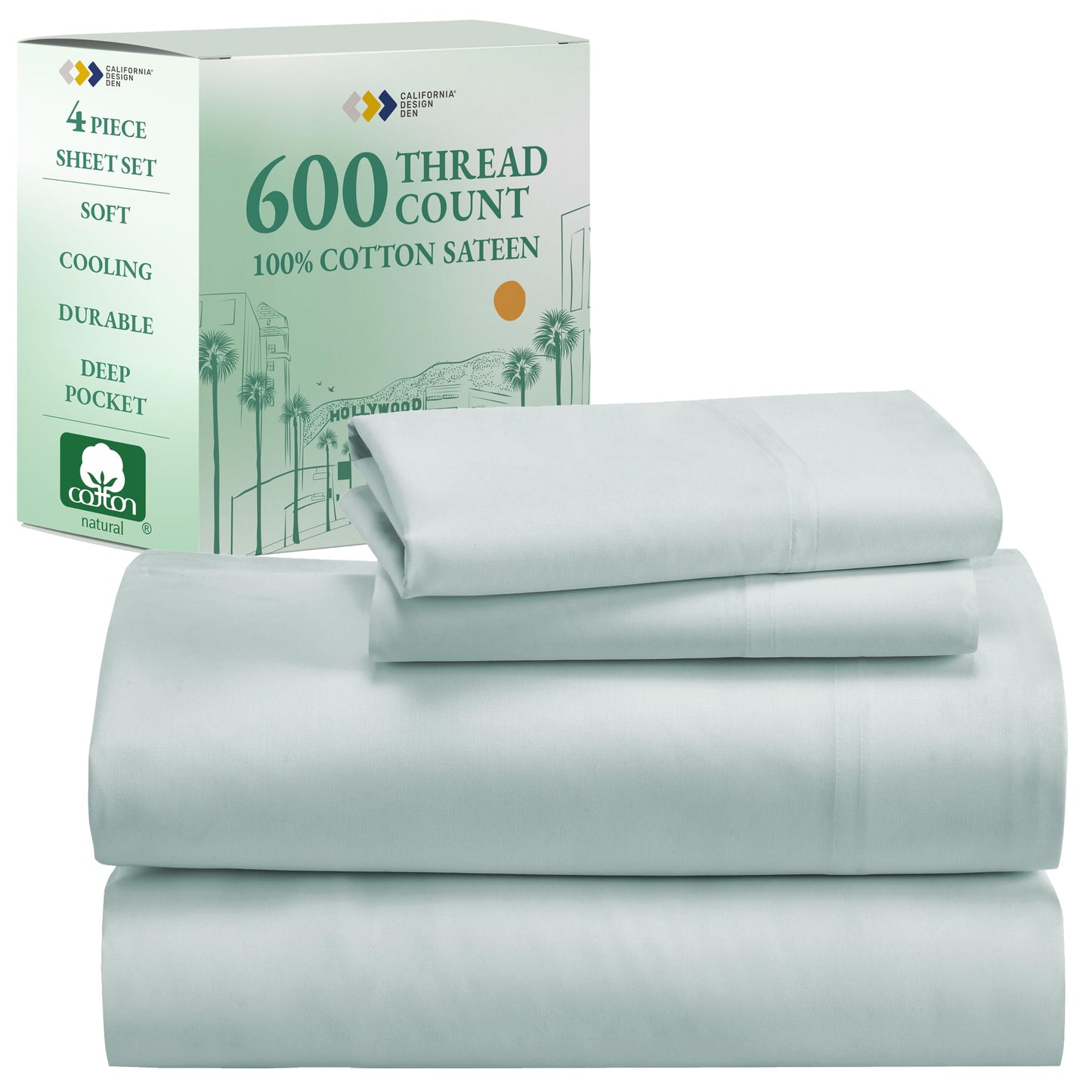 California Design Den 600‑Thread Cotton Sheets | TRUE Shift 4‑Pc Cal King Set