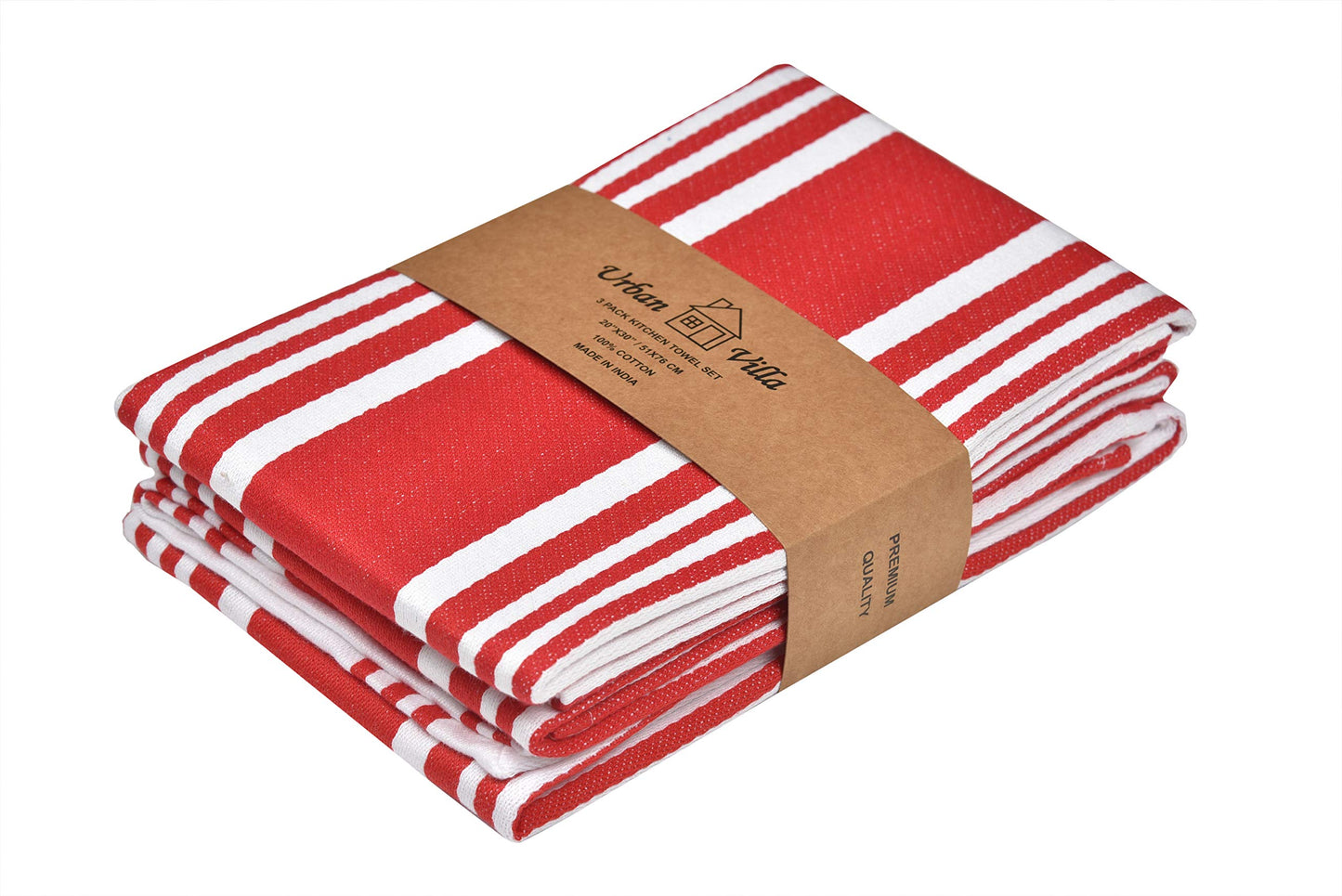 Urban Villa Cotton Kitchen Towels | TRUE Shift Eco Towels (20″×30″, Striped, Mitered)