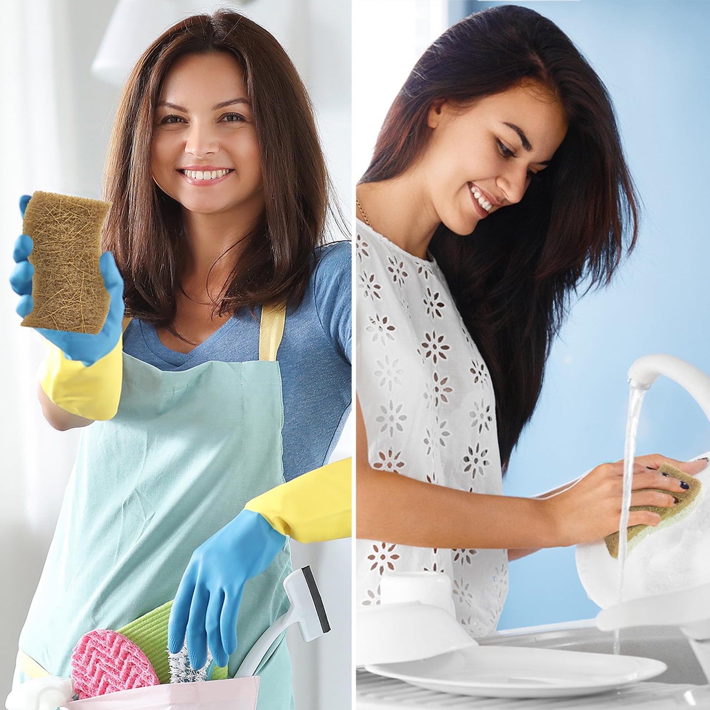 Natural Kitchen Sponge – Biodegradable Compostable Cellulose & Coconut Scrubber