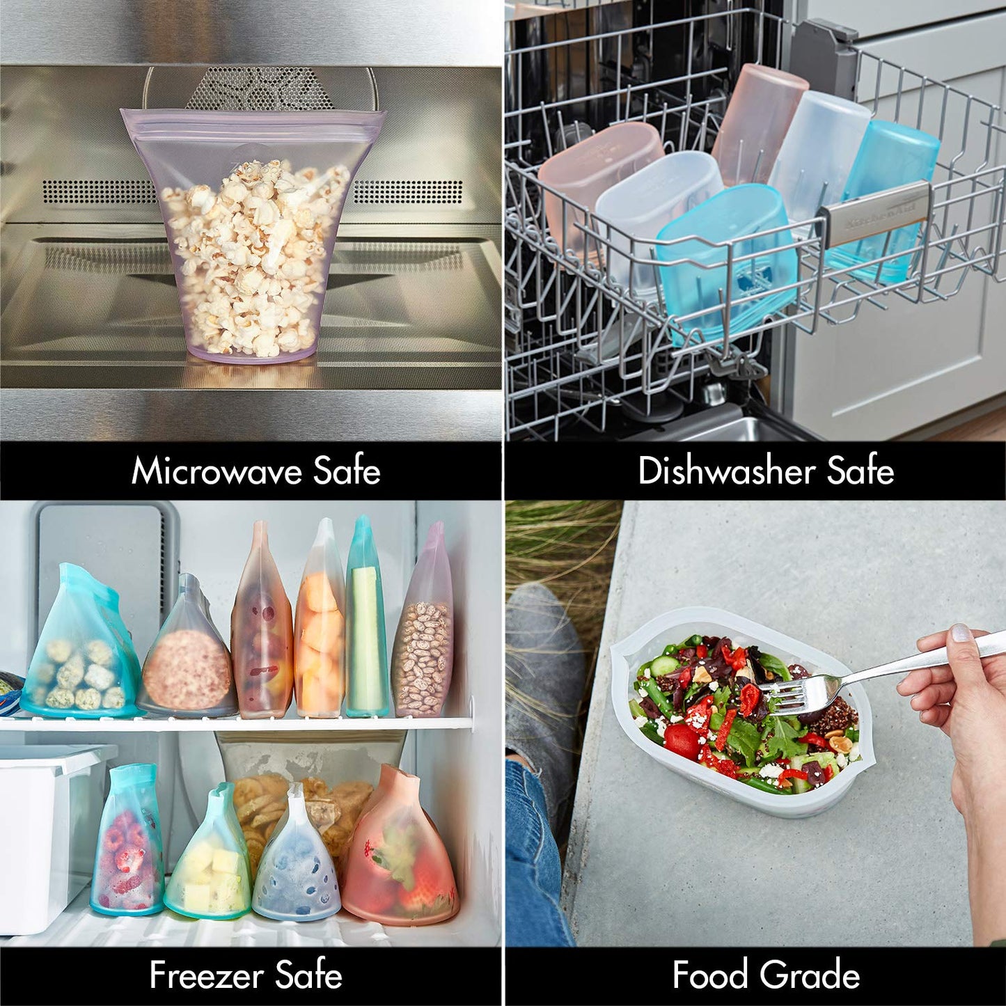 Zip Top Reusable Food Storage Bag: Platinum Silicone Sandwich Bag