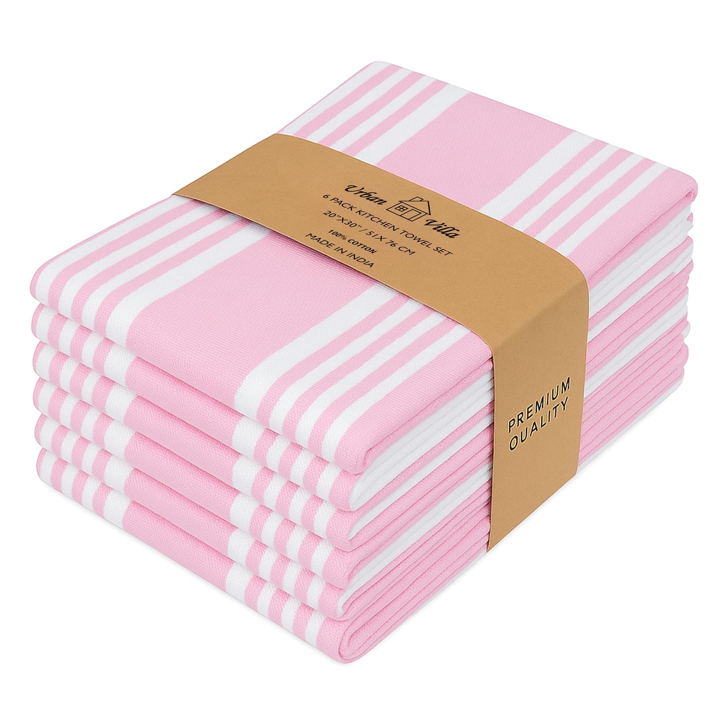Urban Villa Cotton Kitchen Towels | TRUE Shift Eco Towels (20″×30″, Striped, Mitered)