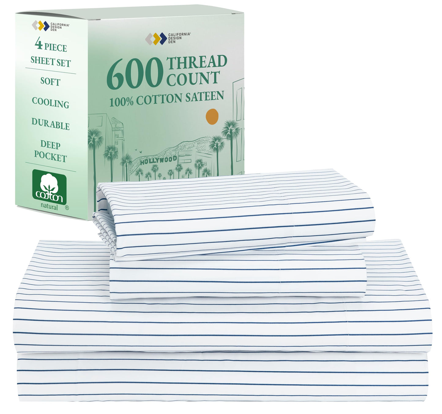 California Design Den 600‑Thread Cotton Sheets | TRUE Shift 4‑Pc Cal King Set