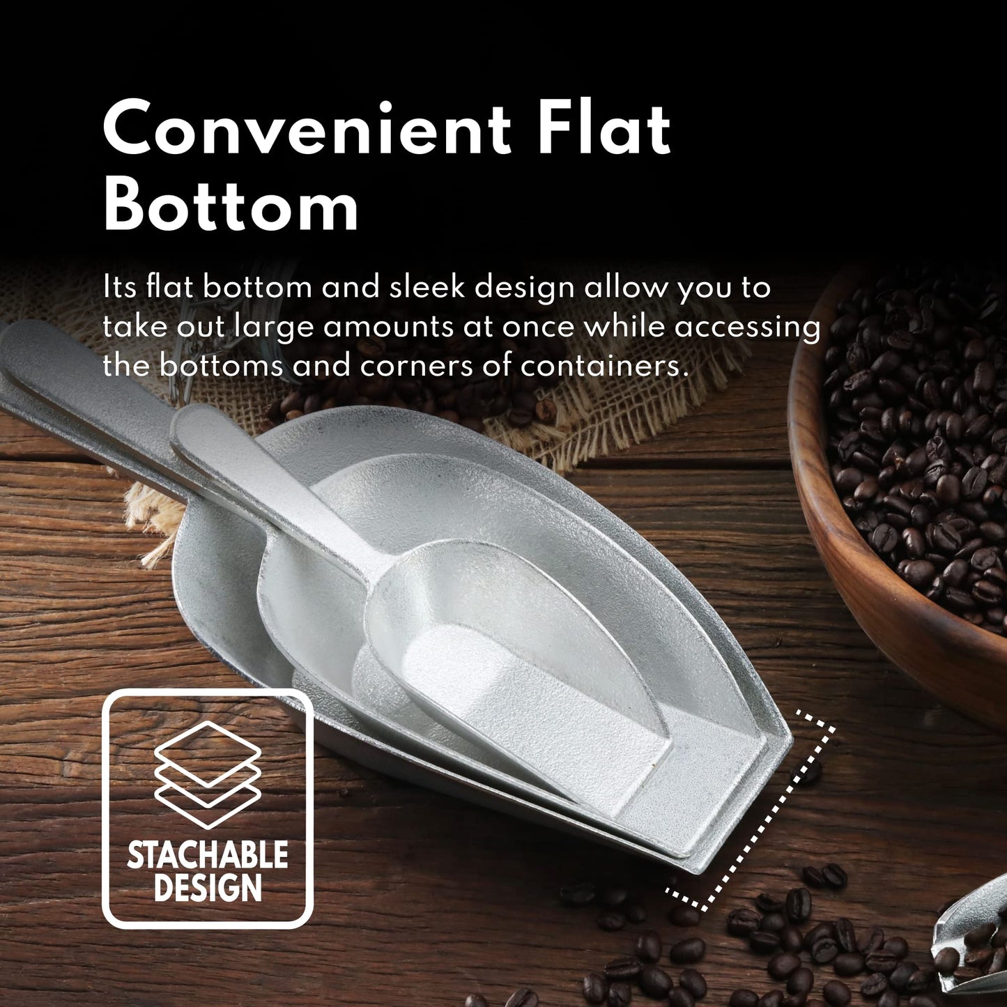 New Star Cast Aluminum Utility Scoop (2 oz) | TRUE Shift Flat-Bottom Eco Scoop