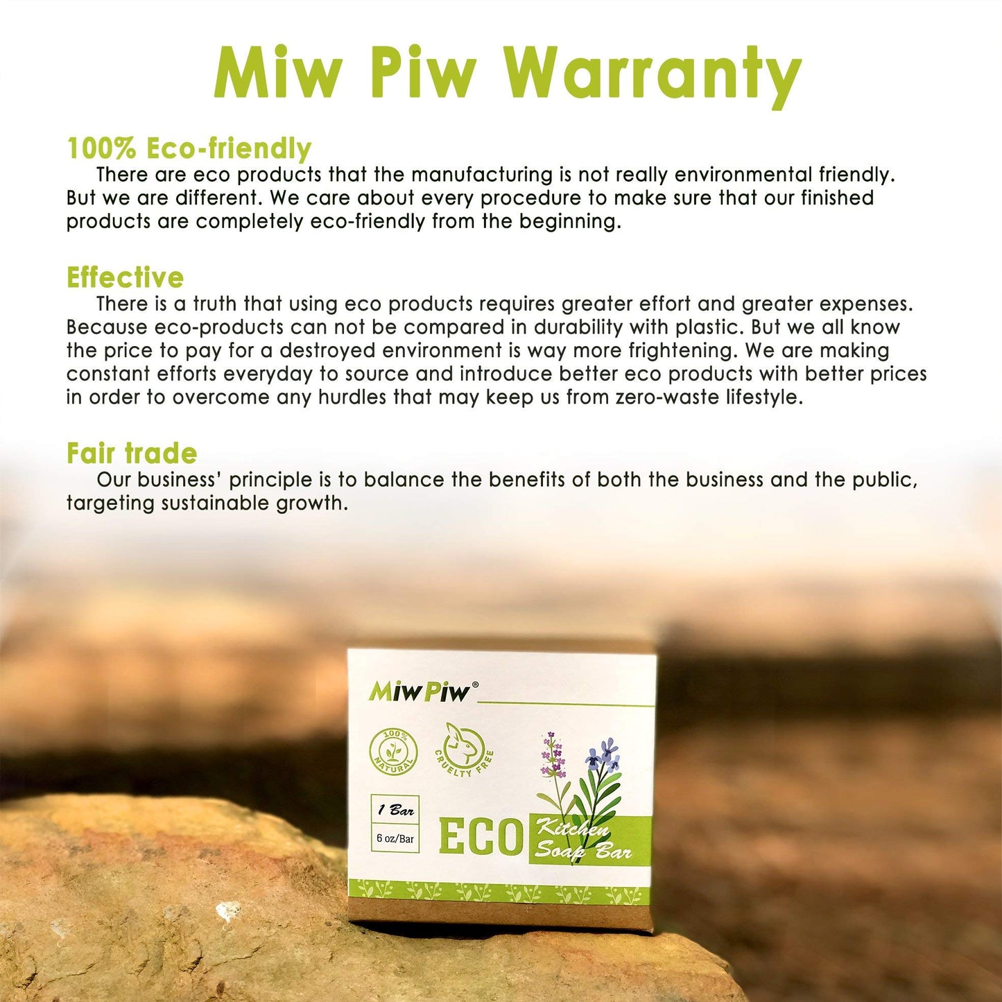 Miw Piw Vegan Dish Soap Bar – Large 6 oz, Plastic‑Free & Palm‑Oil Free