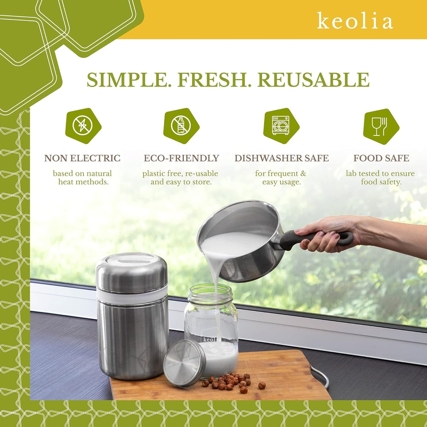 Keolia Yogurt Maker Kit | TRUE Shift Glass & Stainless Toxin‑Free Culturing