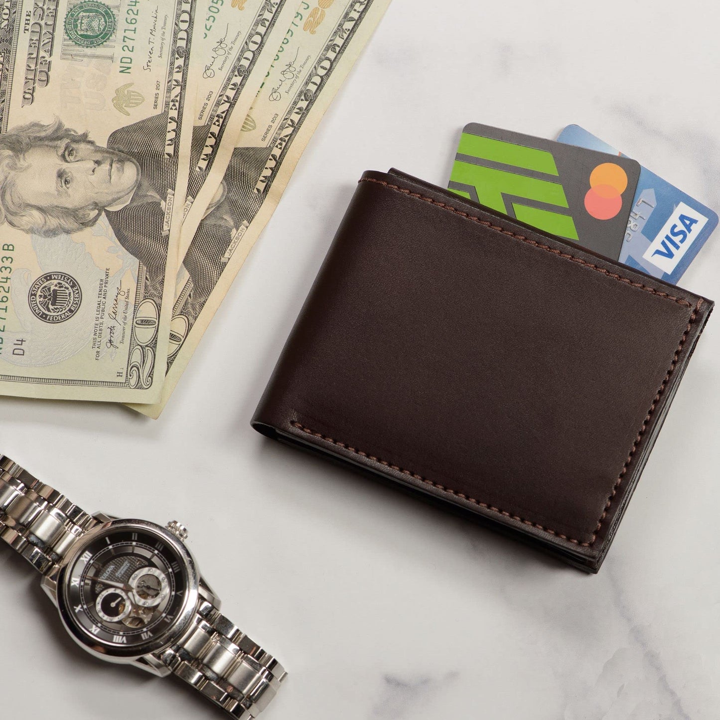 Premium Full-Grain Bridle Leather Bifold Wallet | TRUE Shift Crafted in USA