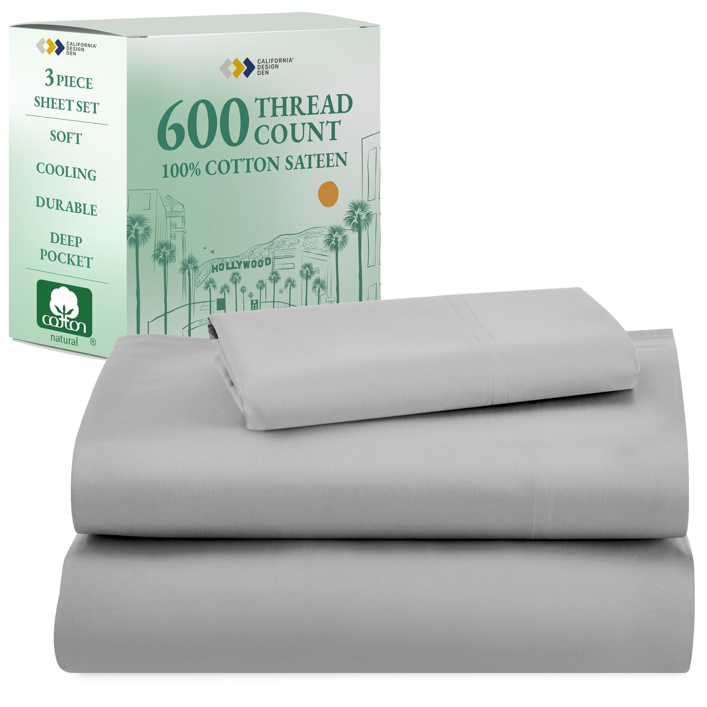 California Design Den 600‑Thread Cotton Sheets | TRUE Shift 4‑Pc Cal King Set