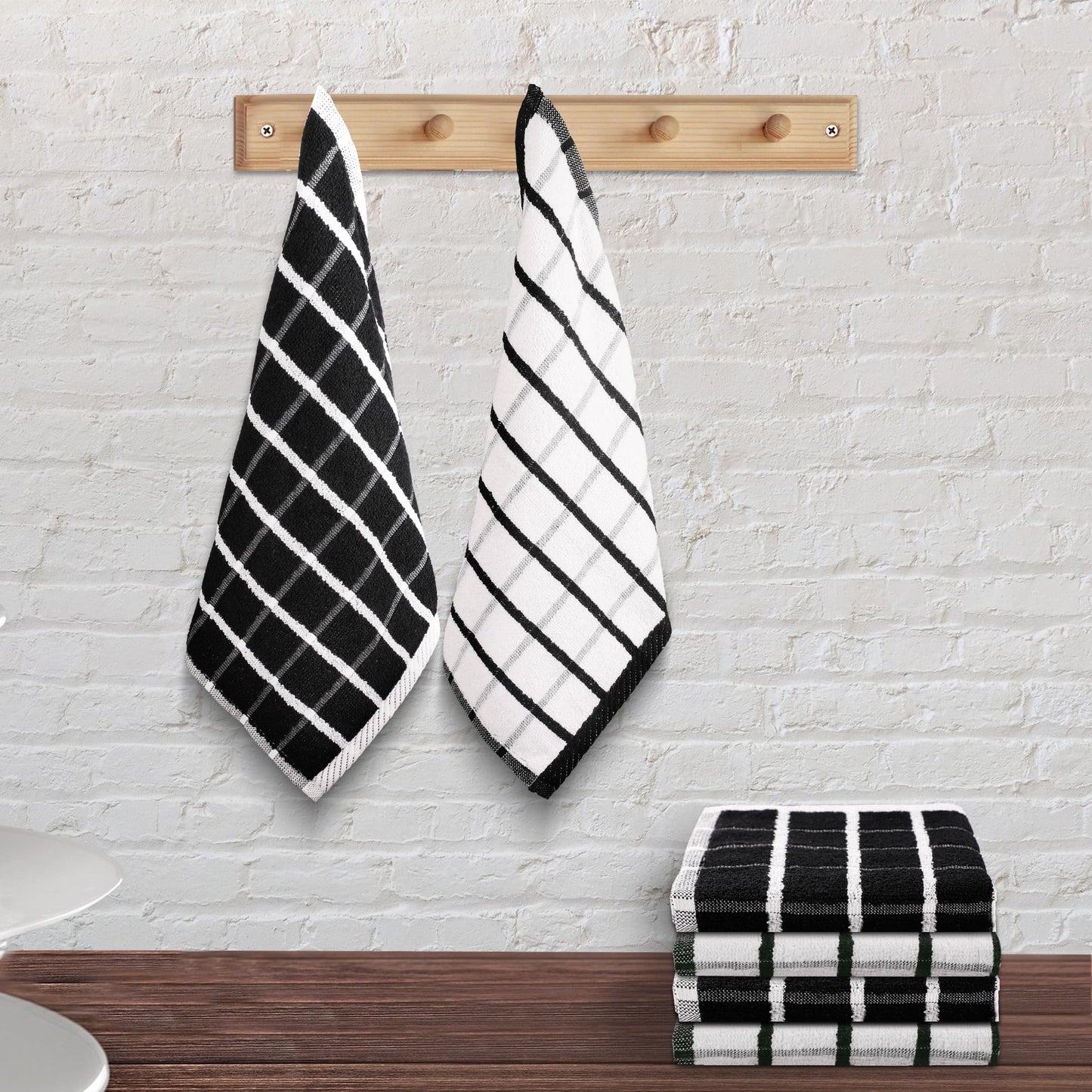 Urban Villa Cotton Kitchen Towels | TRUE Shift Eco Towels (20″×30″, Striped, Mitered)