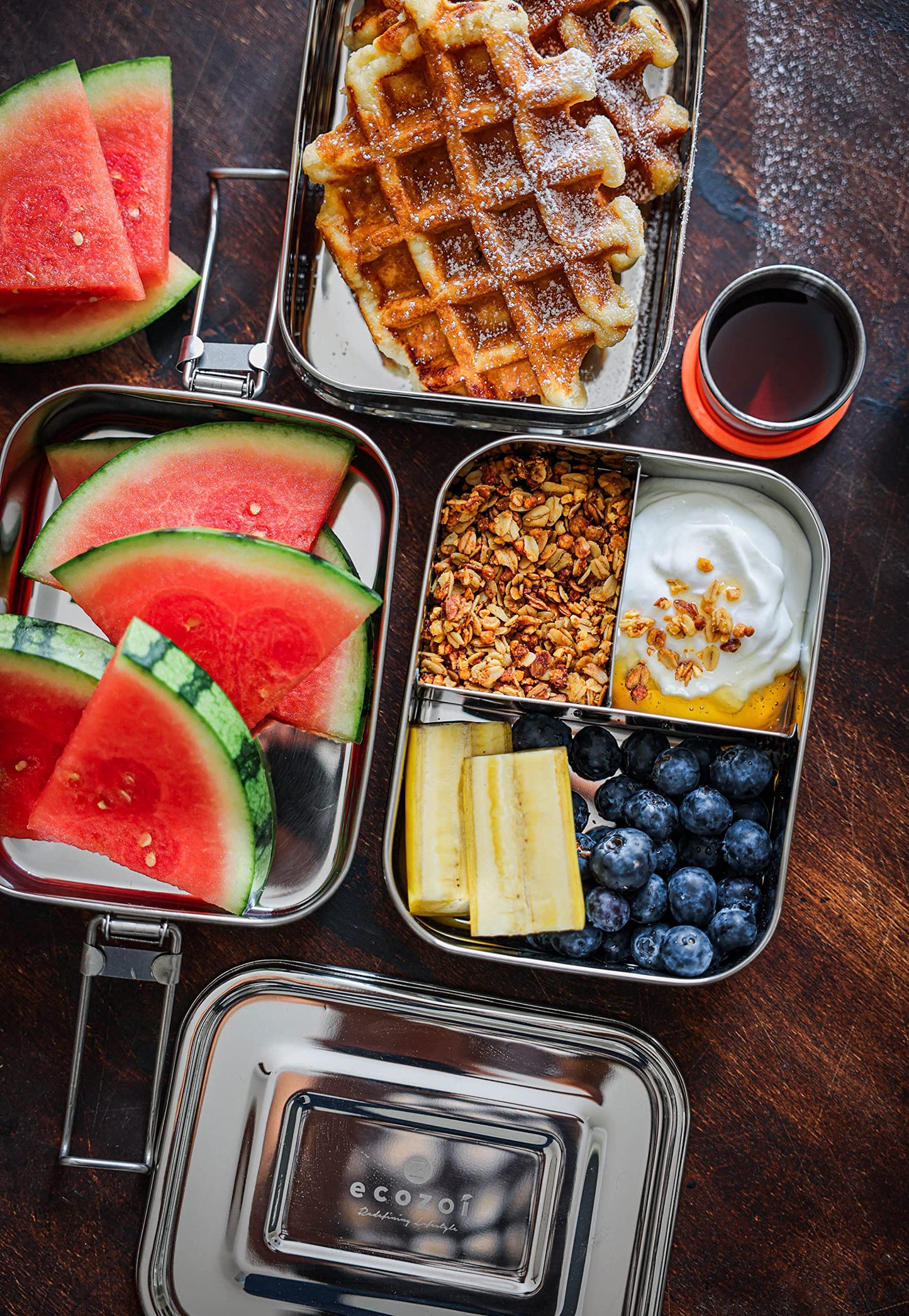 ecozoi 3‑in‑1 Leak‑Proof Stainless Steel Bento Lunch Box | TRUE Shift Reusable Metal Food Container