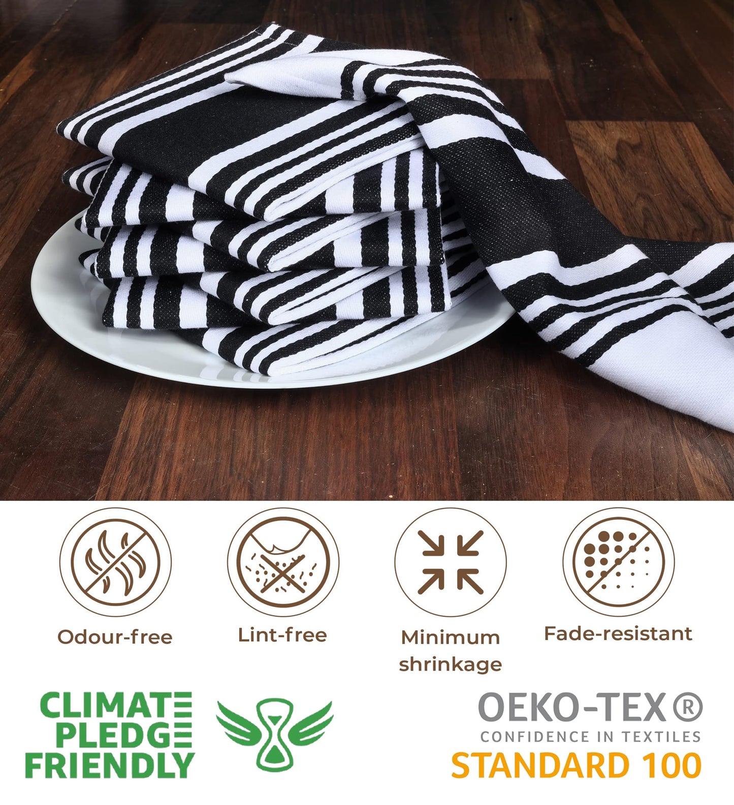 Urban Villa Cotton Kitchen Towels | TRUE Shift Eco Towels (20″×30″, Striped, Mitered)