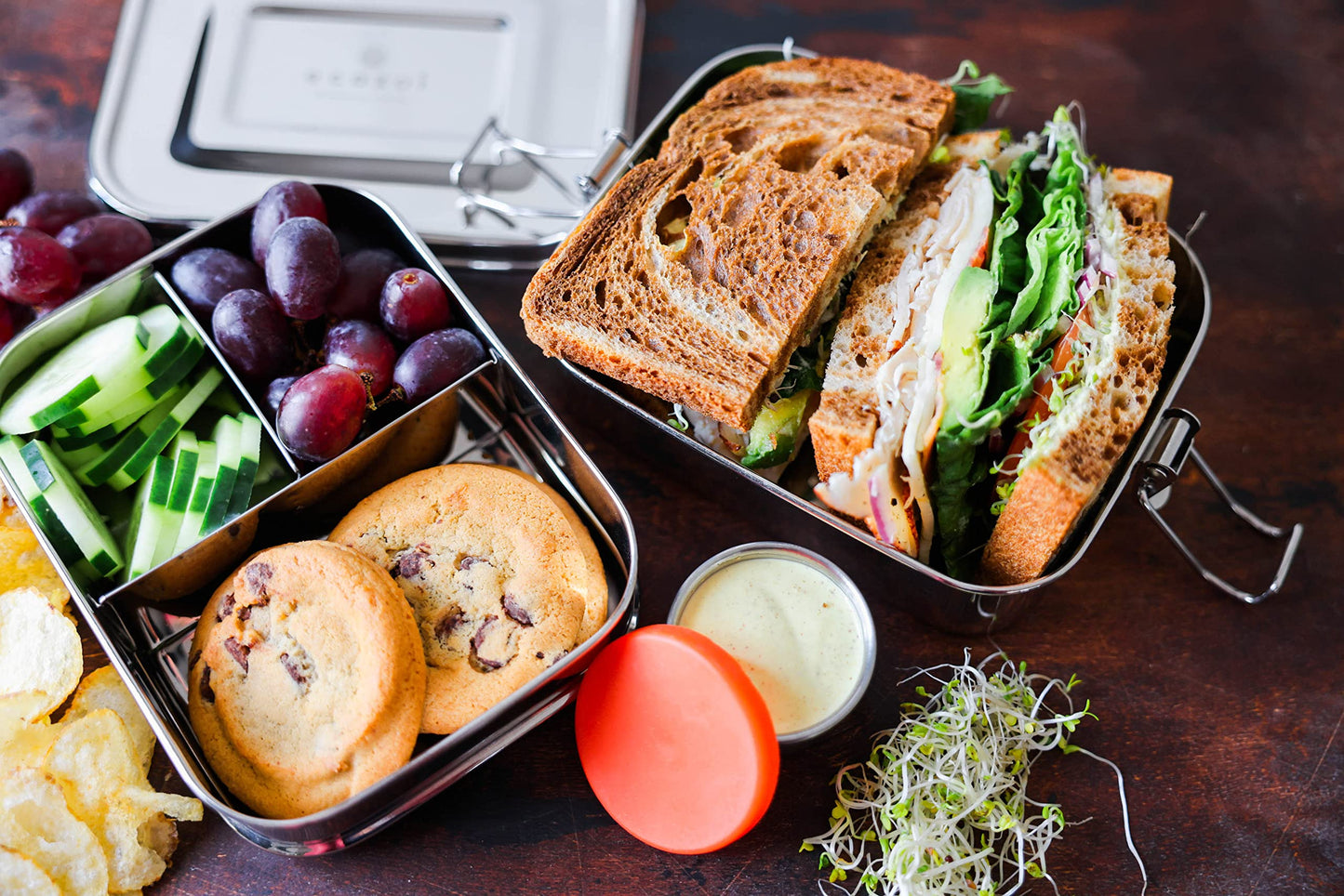 ecozoi 3‑in‑1 Leak‑Proof Stainless Steel Bento Lunch Box | TRUE Shift Reusable Metal Food Container