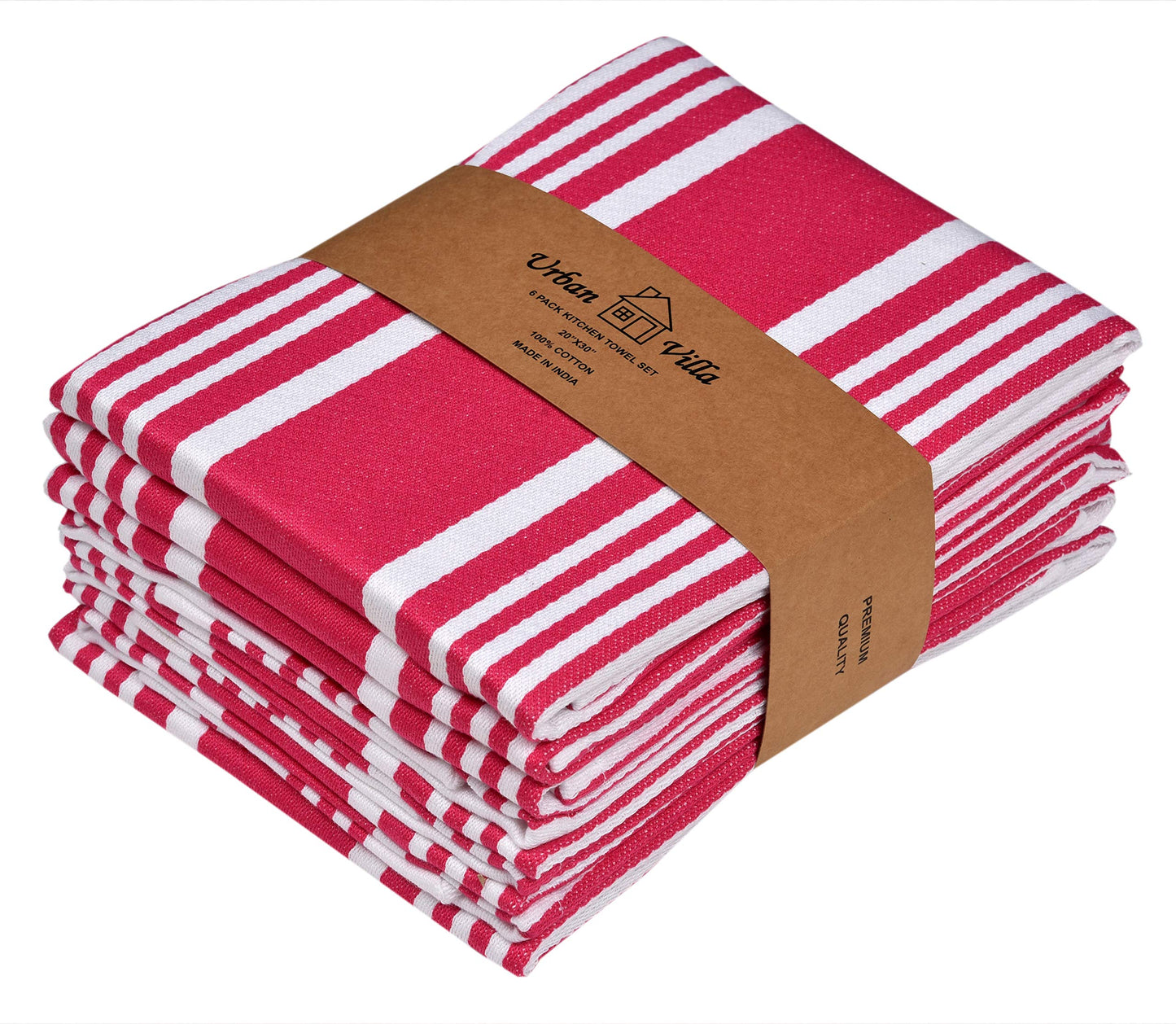 Urban Villa Cotton Kitchen Towels | TRUE Shift Eco Towels (20″×30″, Striped, Mitered)